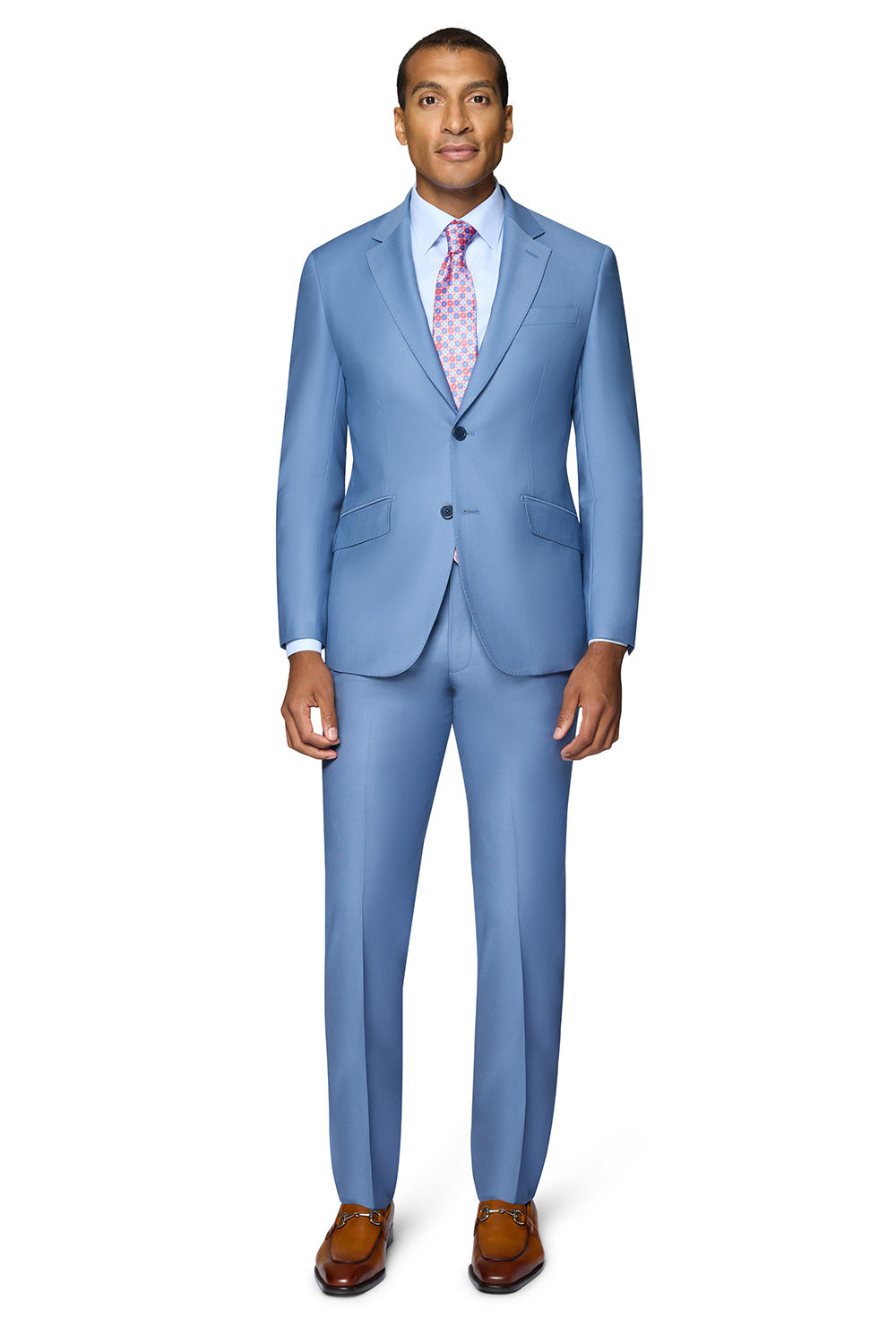 Bergamo Elegant - Faille Wool Solid Suit Modern - Light Blue
