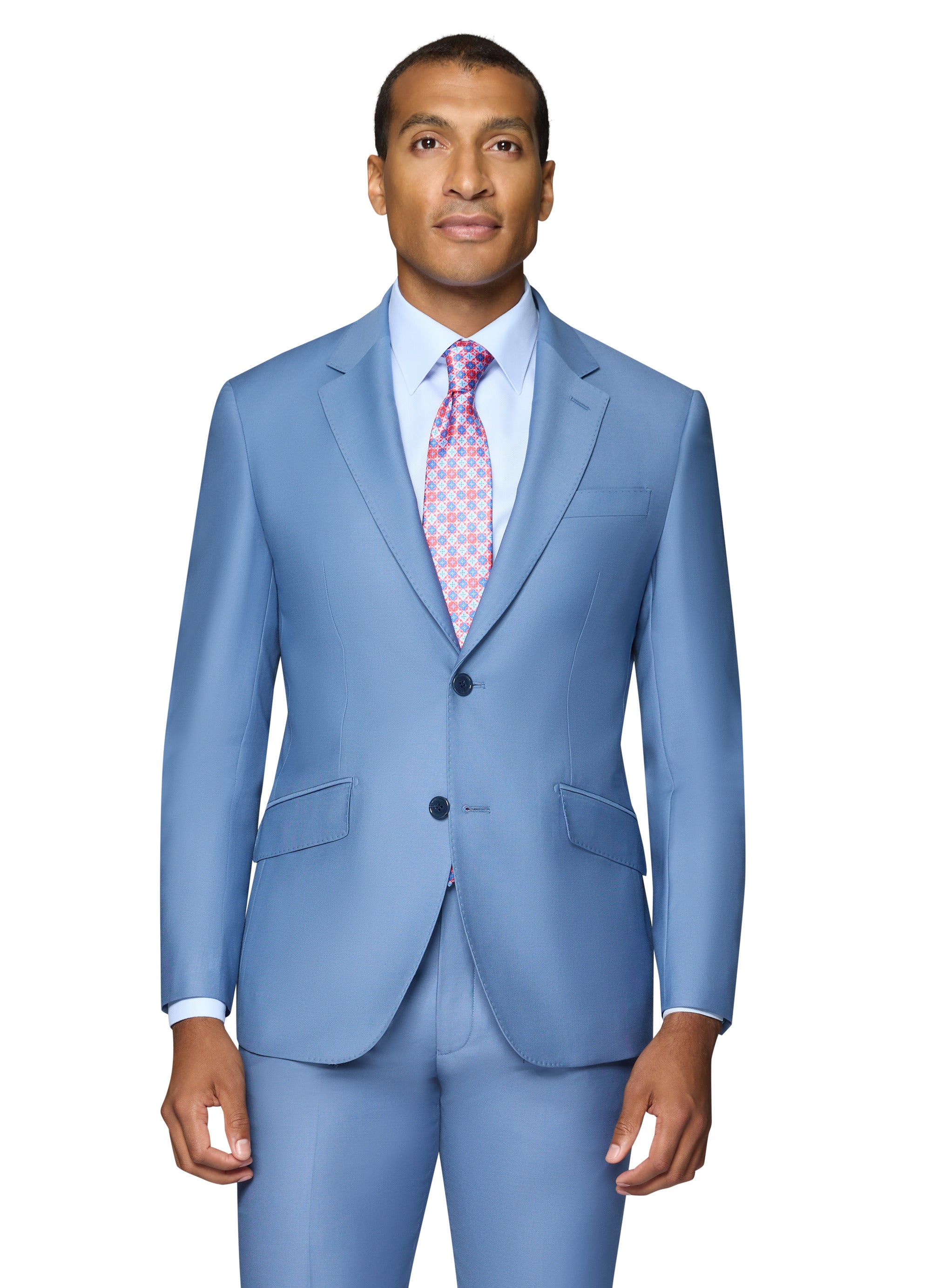 Bergamo Elegant - Faille Wool Solid Suit Modern - Light Blue