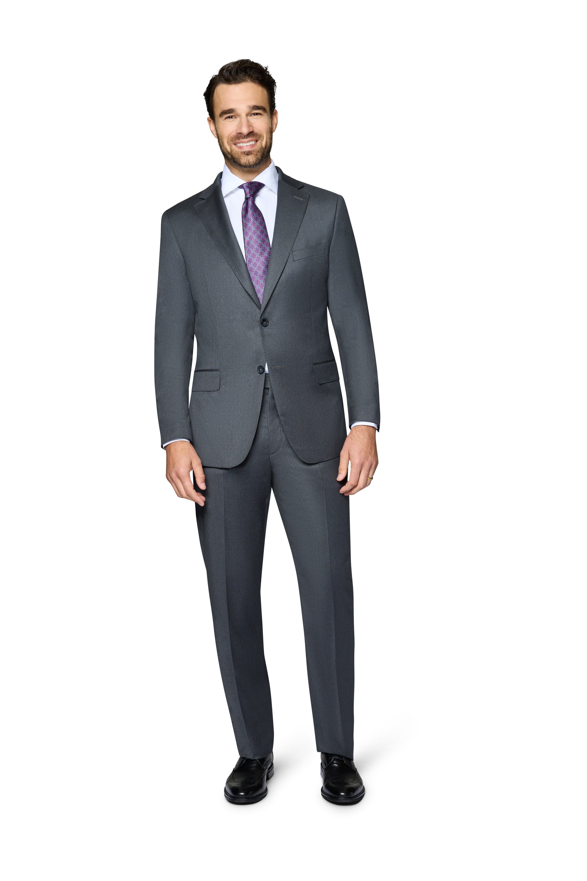 Bergamo Elegant - Reda | Slim 2-Piece Notch Solid Charcoal Suit