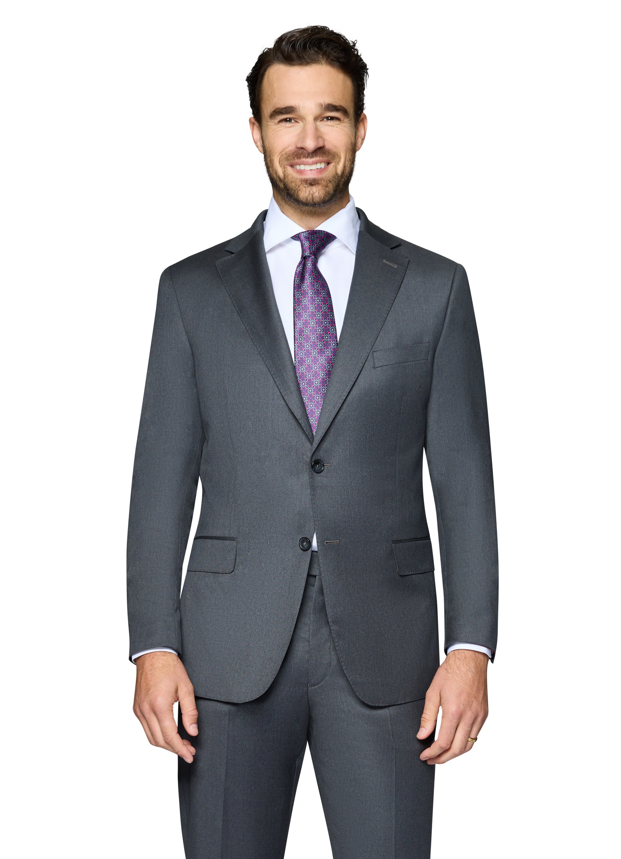 Bergamo Elegant - Reda | Slim 2-Piece Notch Solid Charcoal Suit