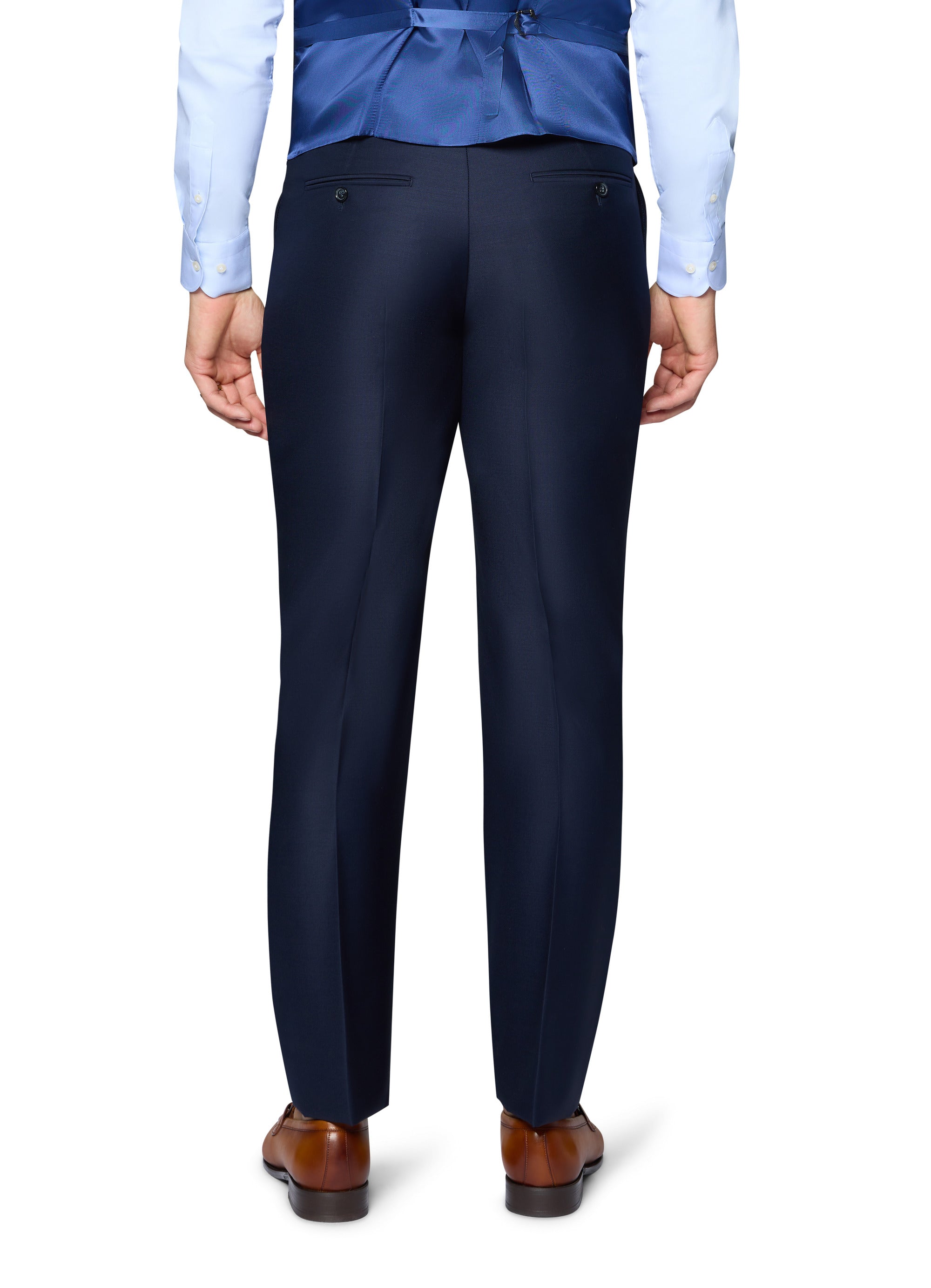 Bergamo Essex Elegant - Faille Wool Solid Suit - Navy