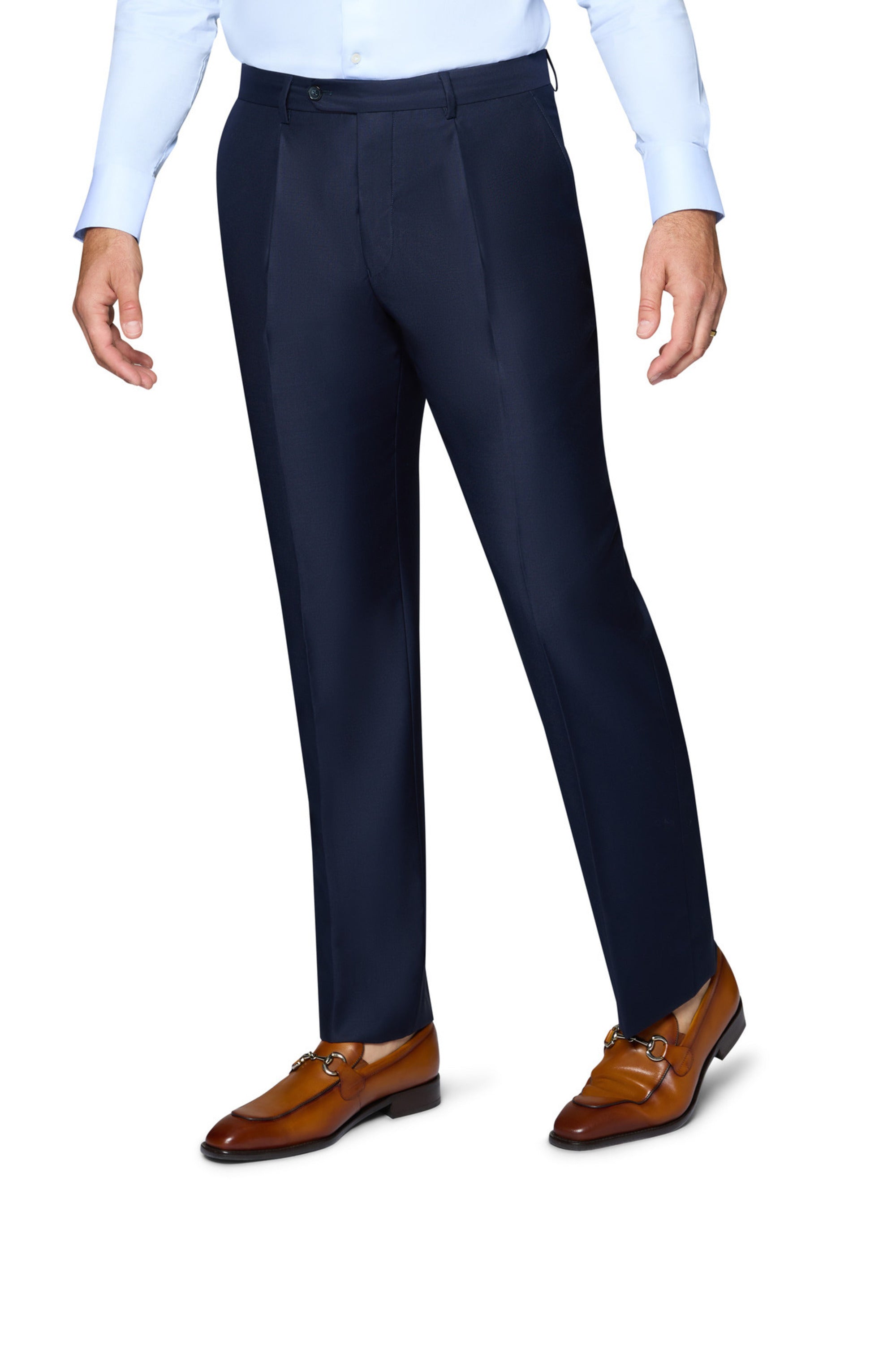 Bergamo Essex Elegant - Faille Wool Solid Suit - Navy