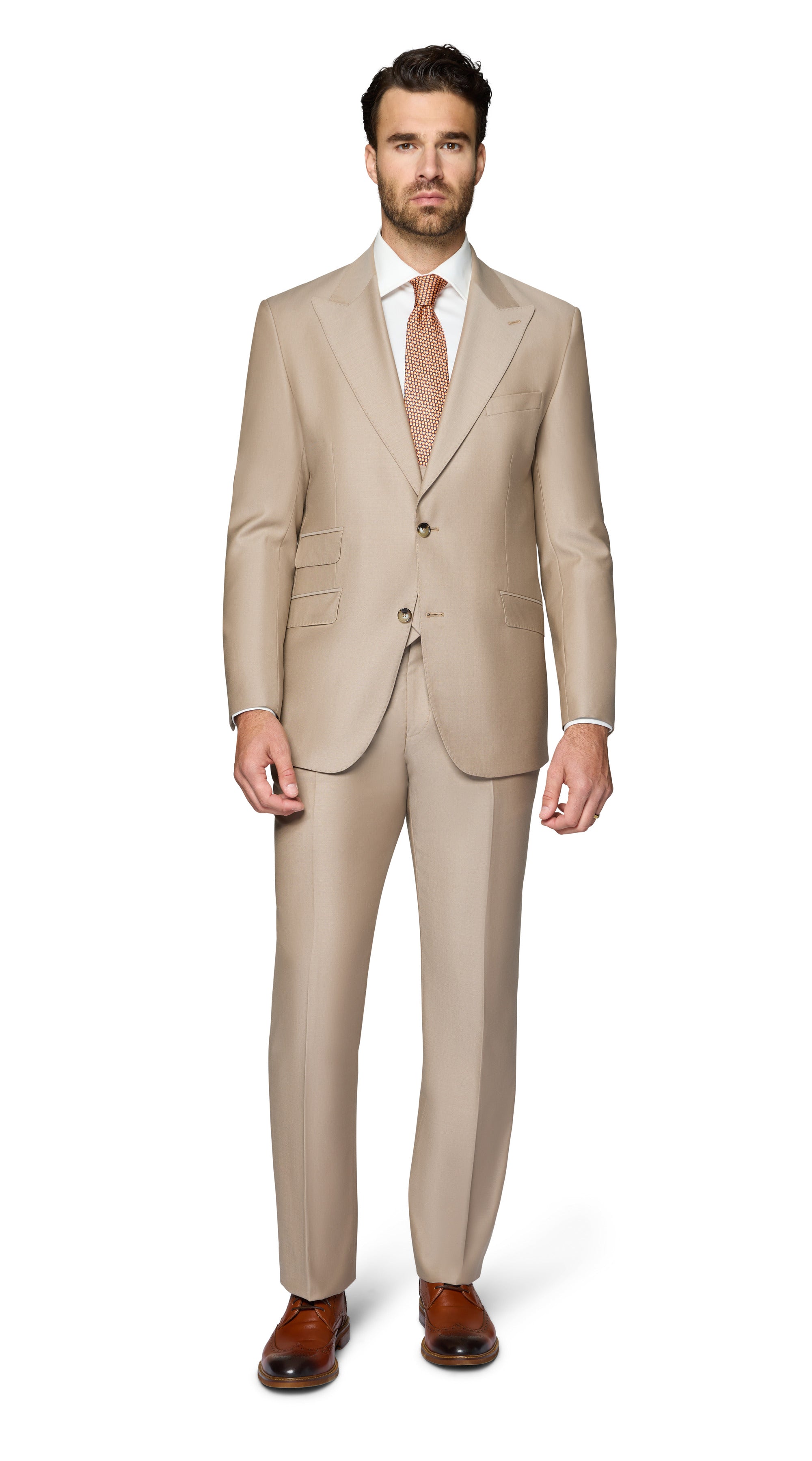 Bergamo Essex Elegant - Faille Wool Solid Suit - Taupe