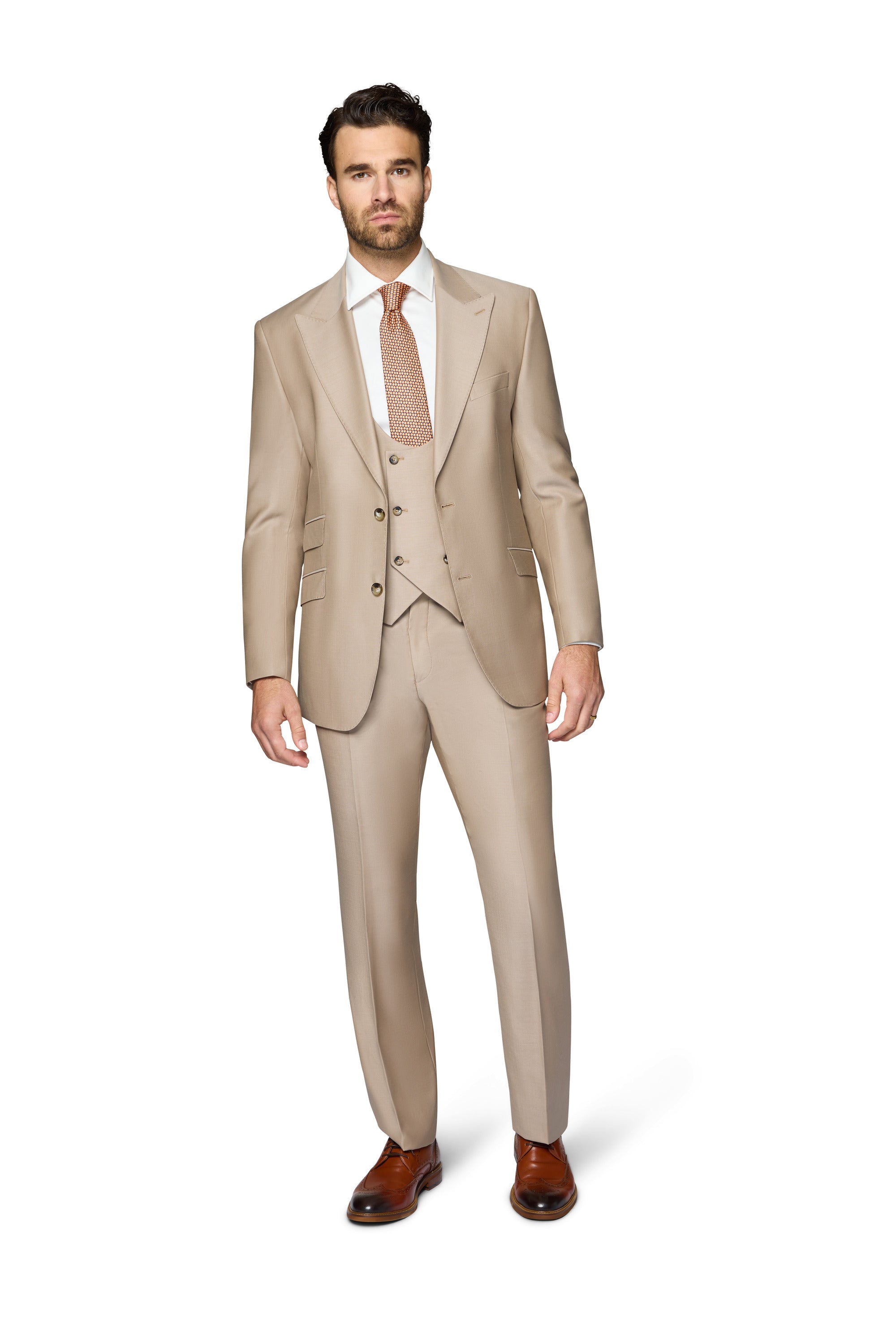 Bergamo Essex Elegant - Faille Wool Solid Suit - Taupe