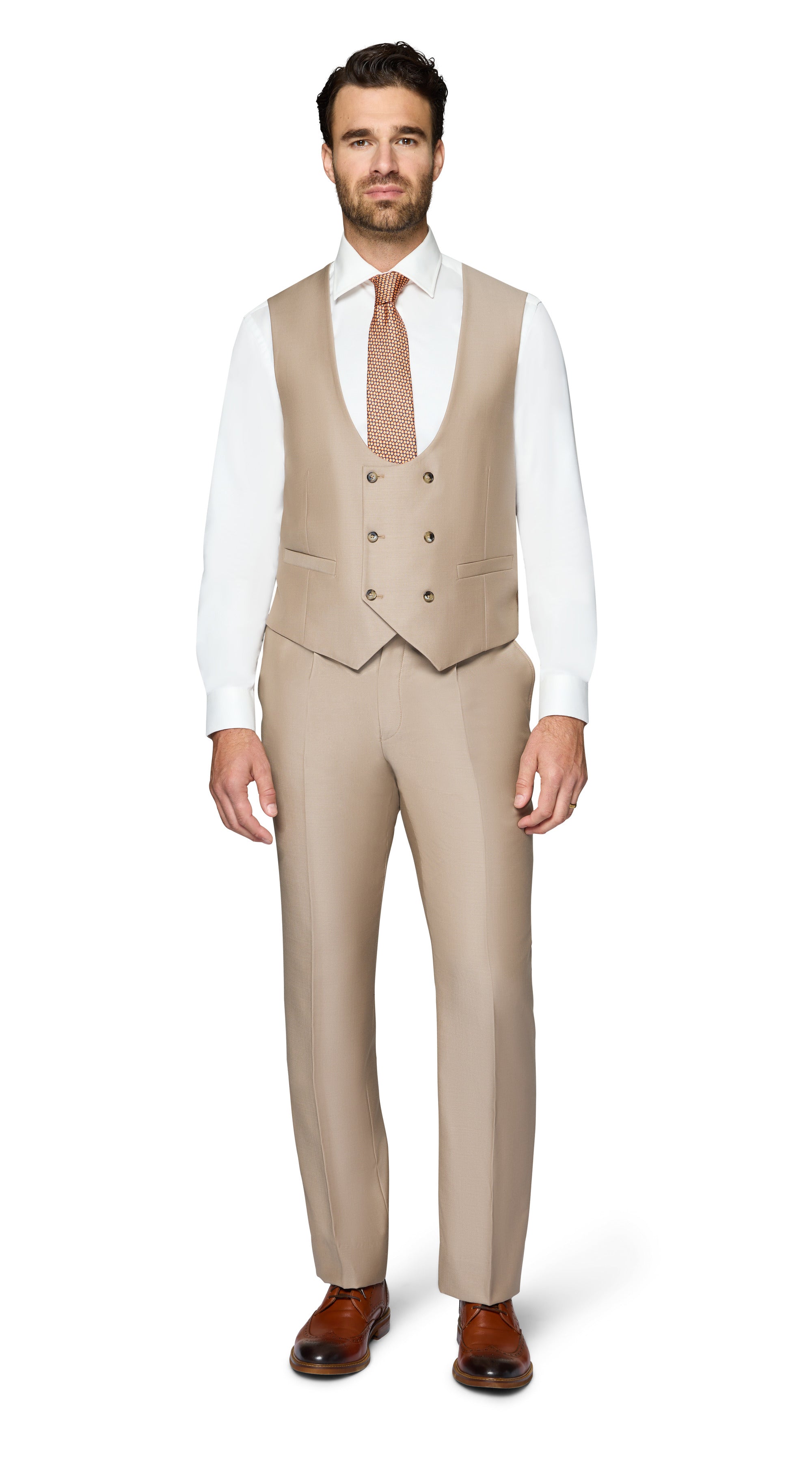 Bergamo Essex Elegant - Faille Wool Solid Suit - Taupe