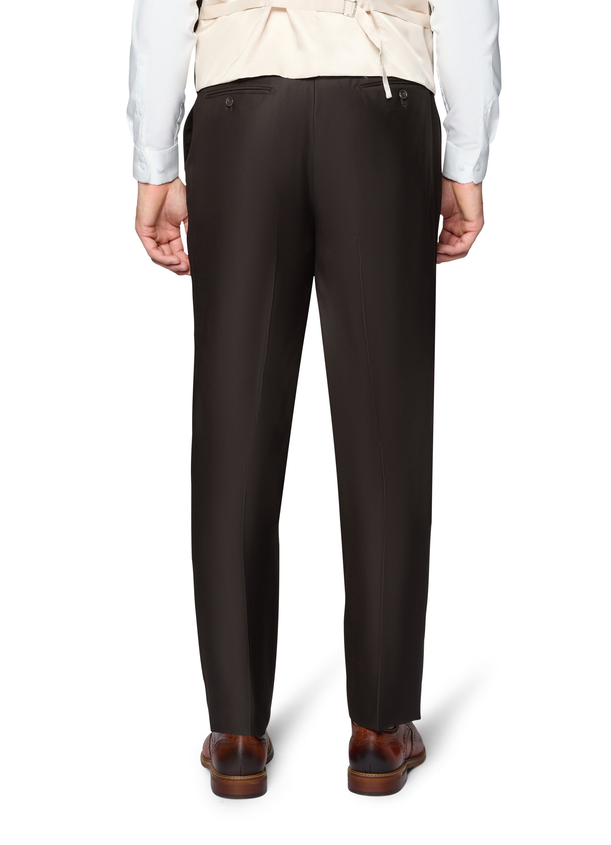 Bergamo Essex Elegant - Faille Wool Solid Suit - Brown