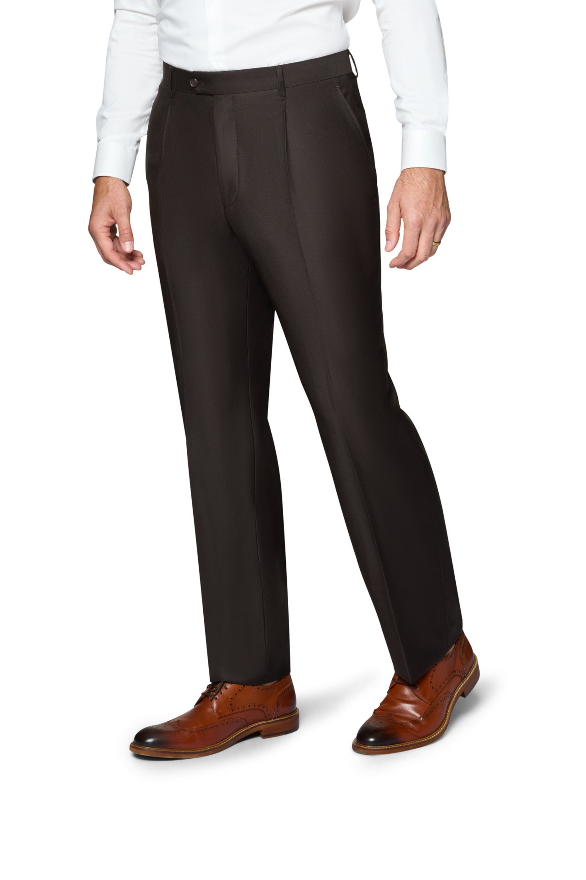 Bergamo Essex Elegant - Faille Wool Solid Suit - Brown