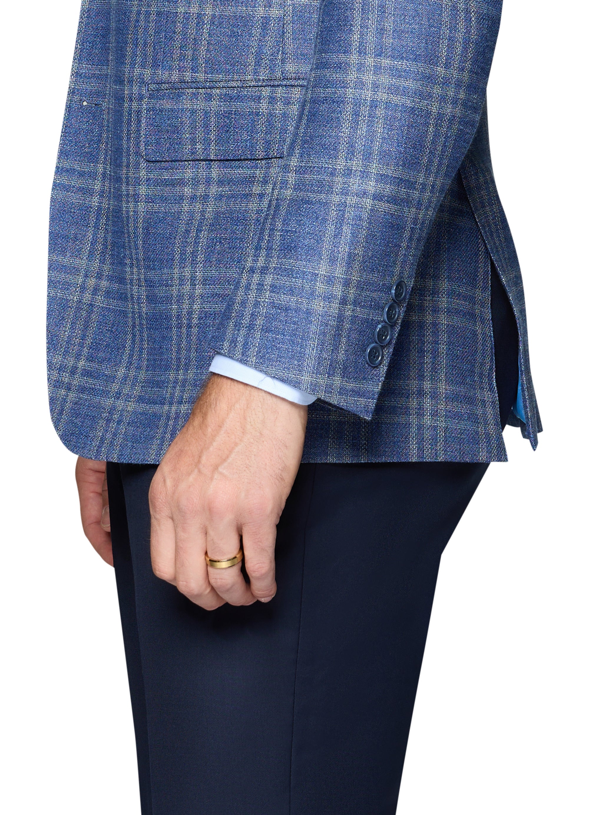 Bergamo Elegant Wool Sport Coat Modern Fit - Blue Plaid