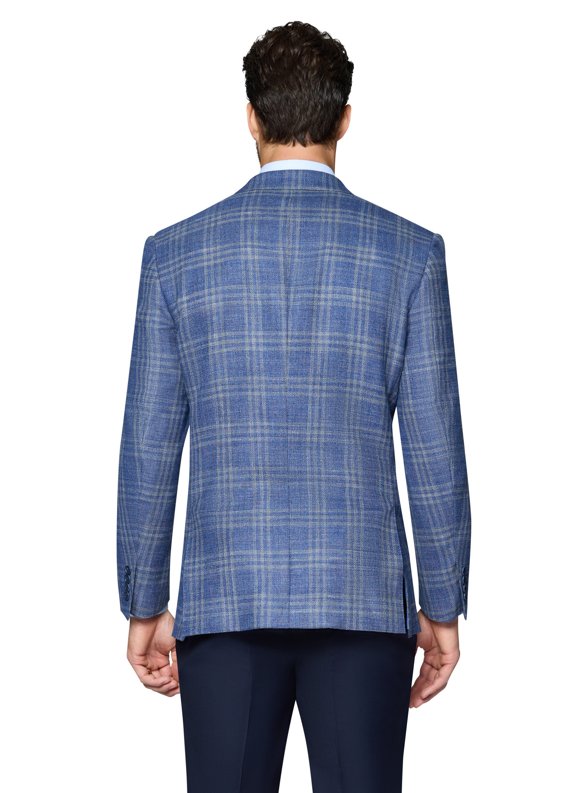 Bergamo Elegant Wool Sport Coat Modern Fit - Blue Plaid