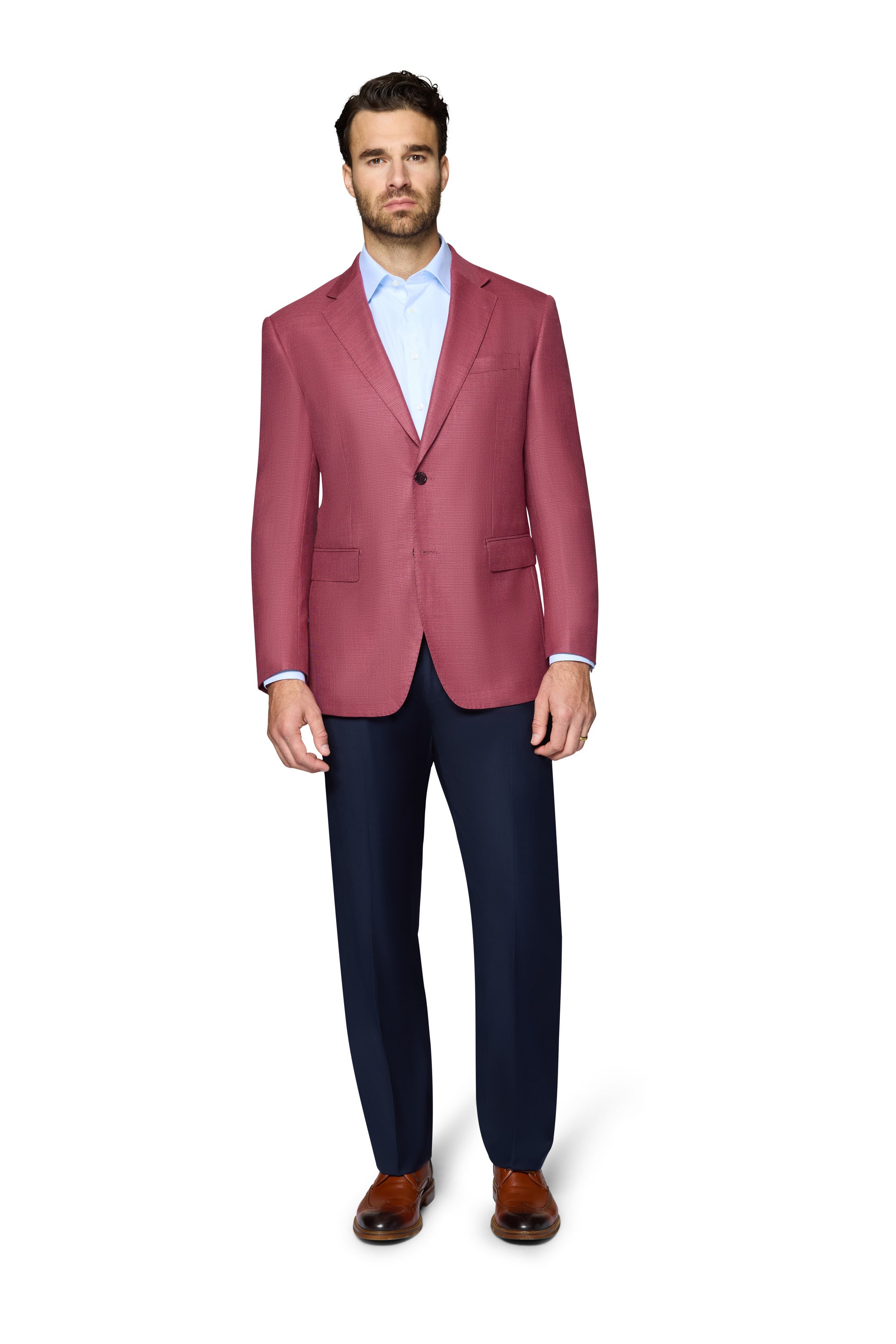 Bergamo Elegant Wool Sport Coat Modern Fit - Raspberry