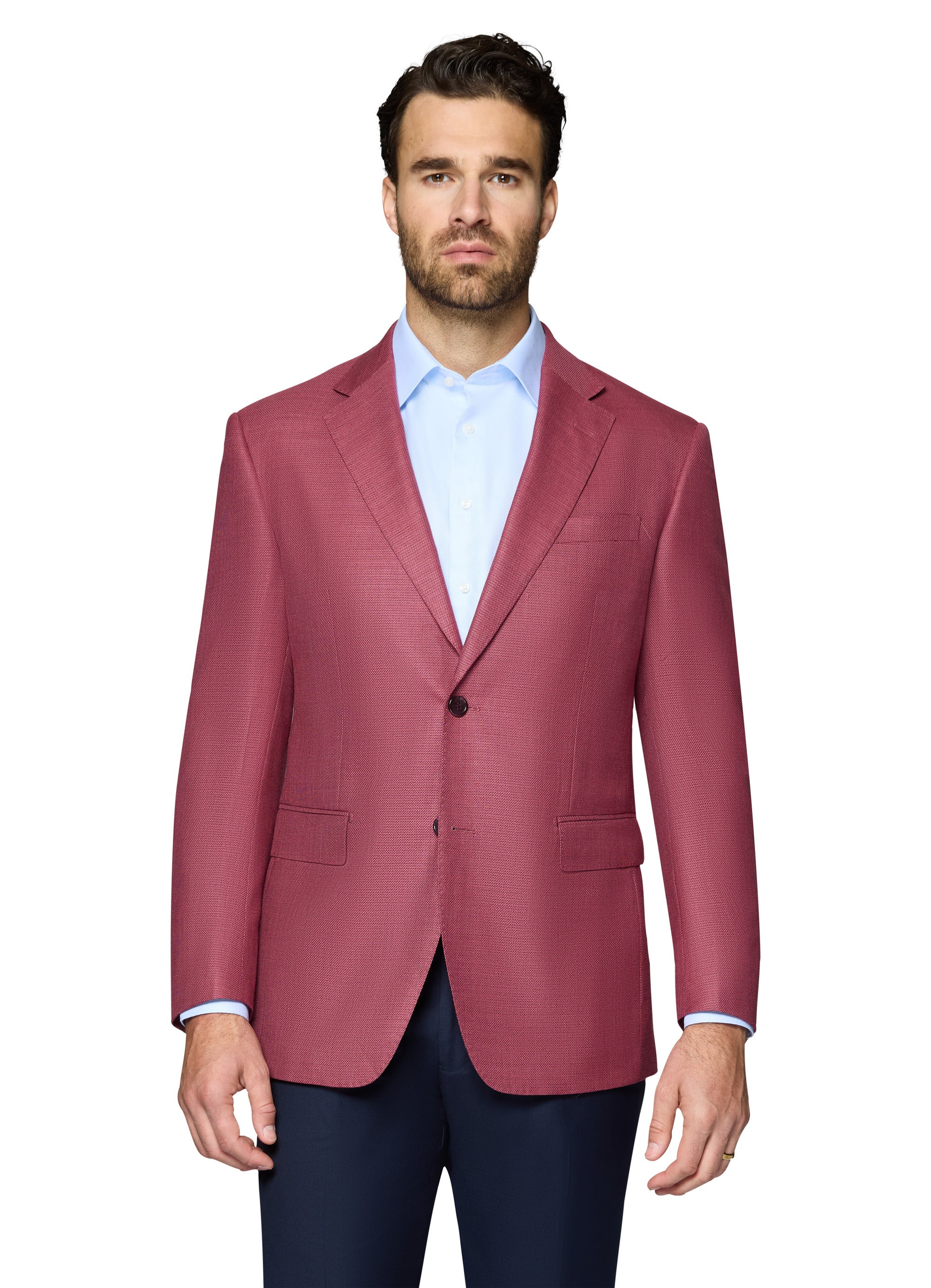 Bergamo Elegant Wool Sport Coat Modern Fit - Raspberry