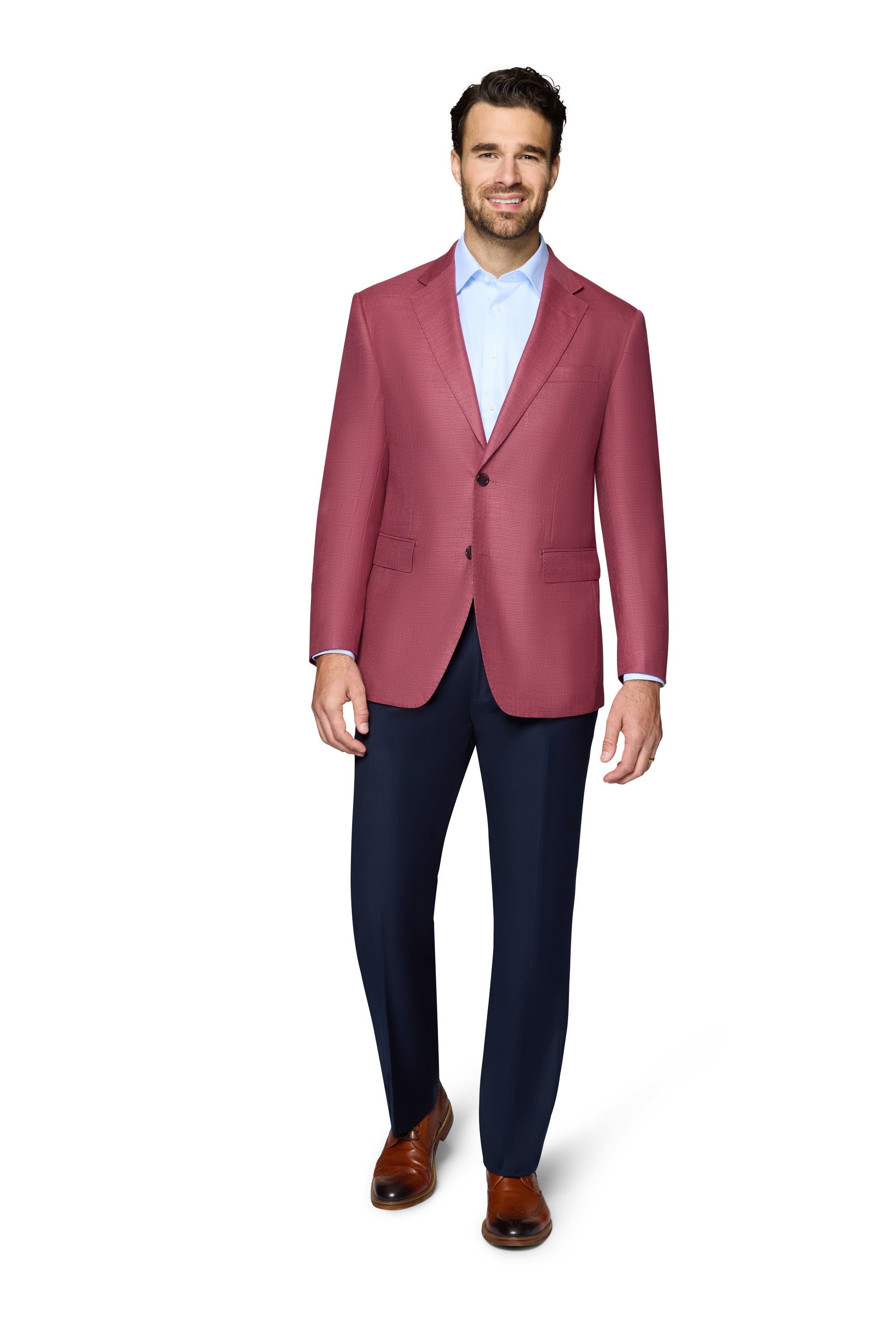 Bergamo Elegant Wool Sport Coat Modern Fit - Raspberry