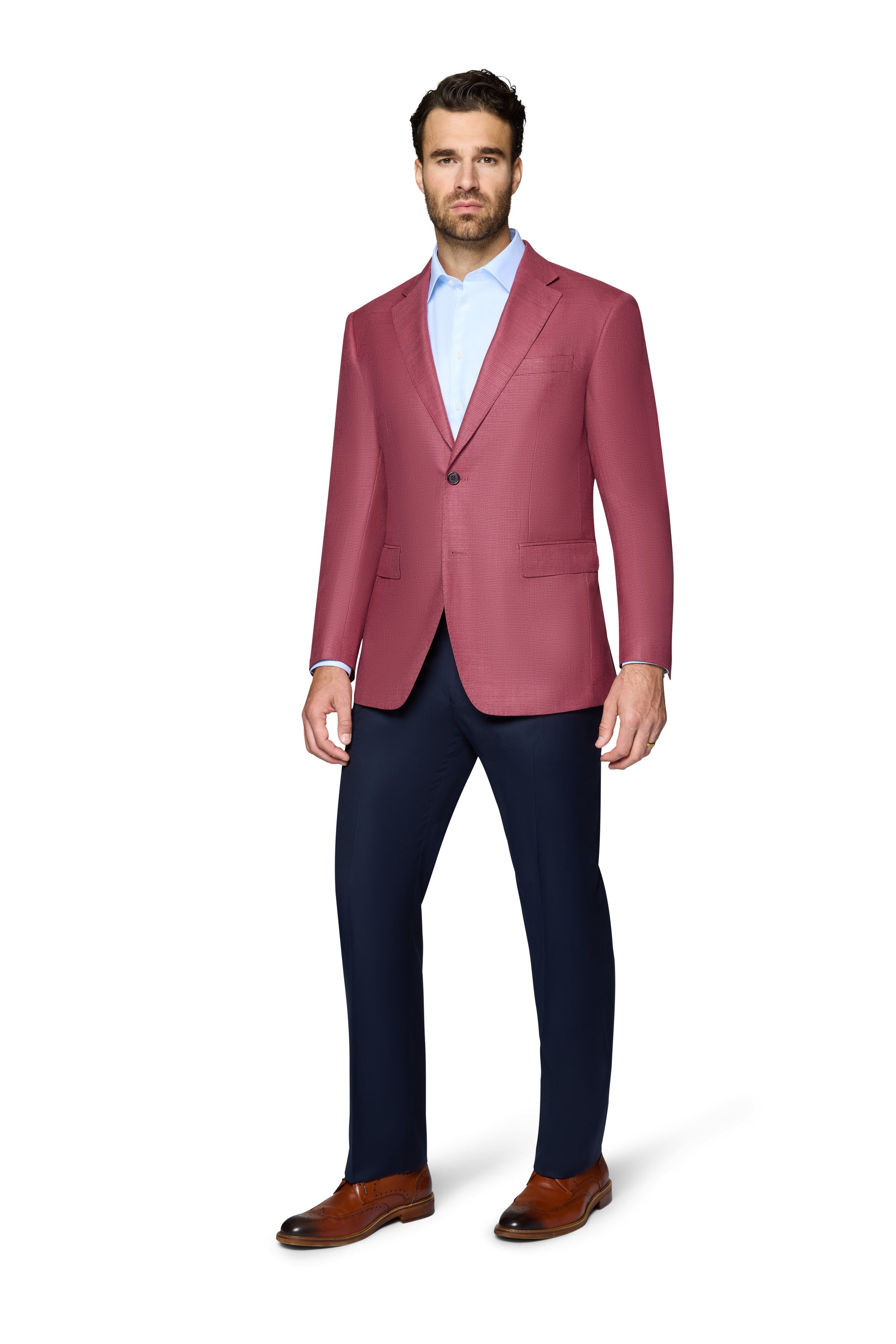 Bergamo Elegant Wool Sport Coat Modern Fit - Raspberry
