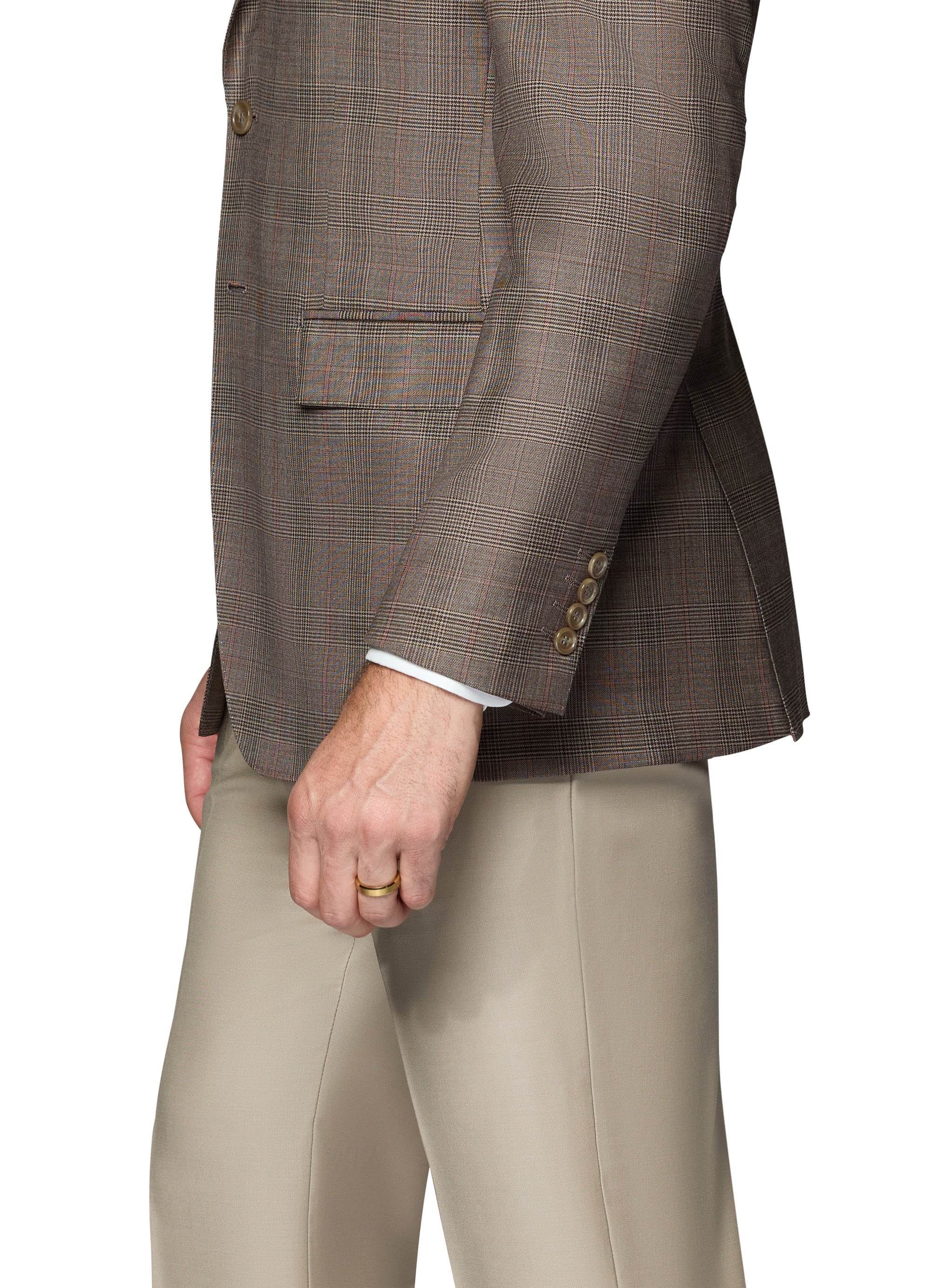 Bergamo Elegant Wool Sport Coat Modern Fit - Brown Plaid