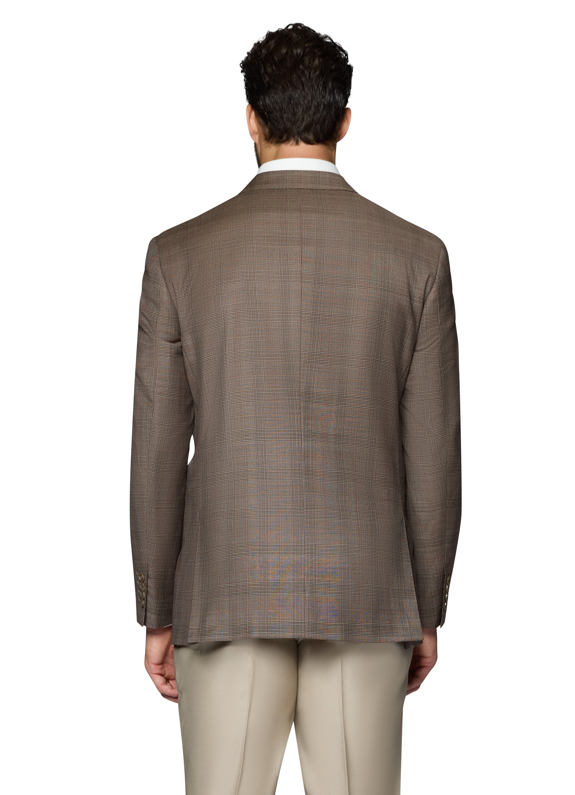 Bergamo Elegant Wool Sport Coat Modern Fit - Brown Plaid