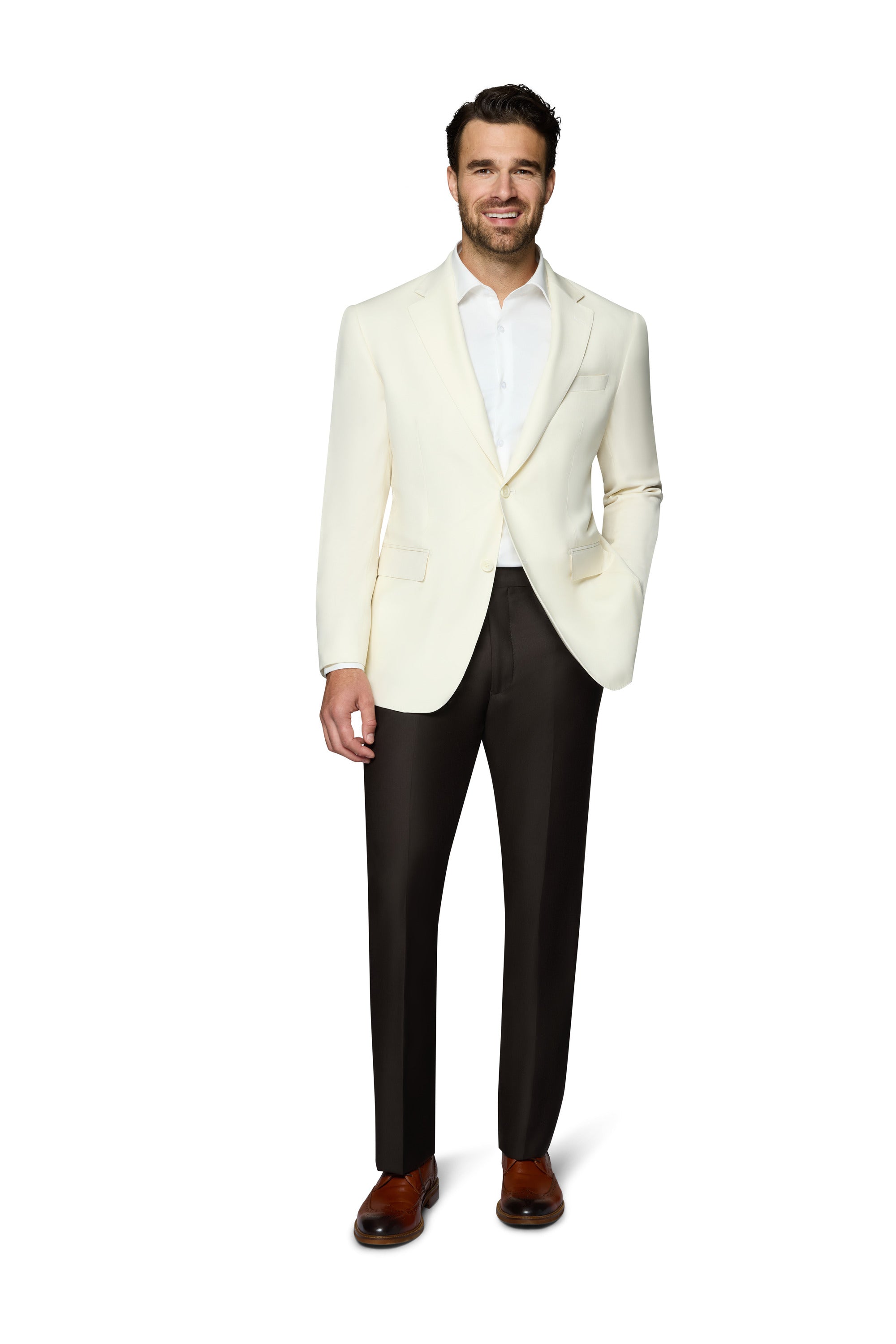 Bergamo Elegant Wool Sport Coat Modern Fit - White
