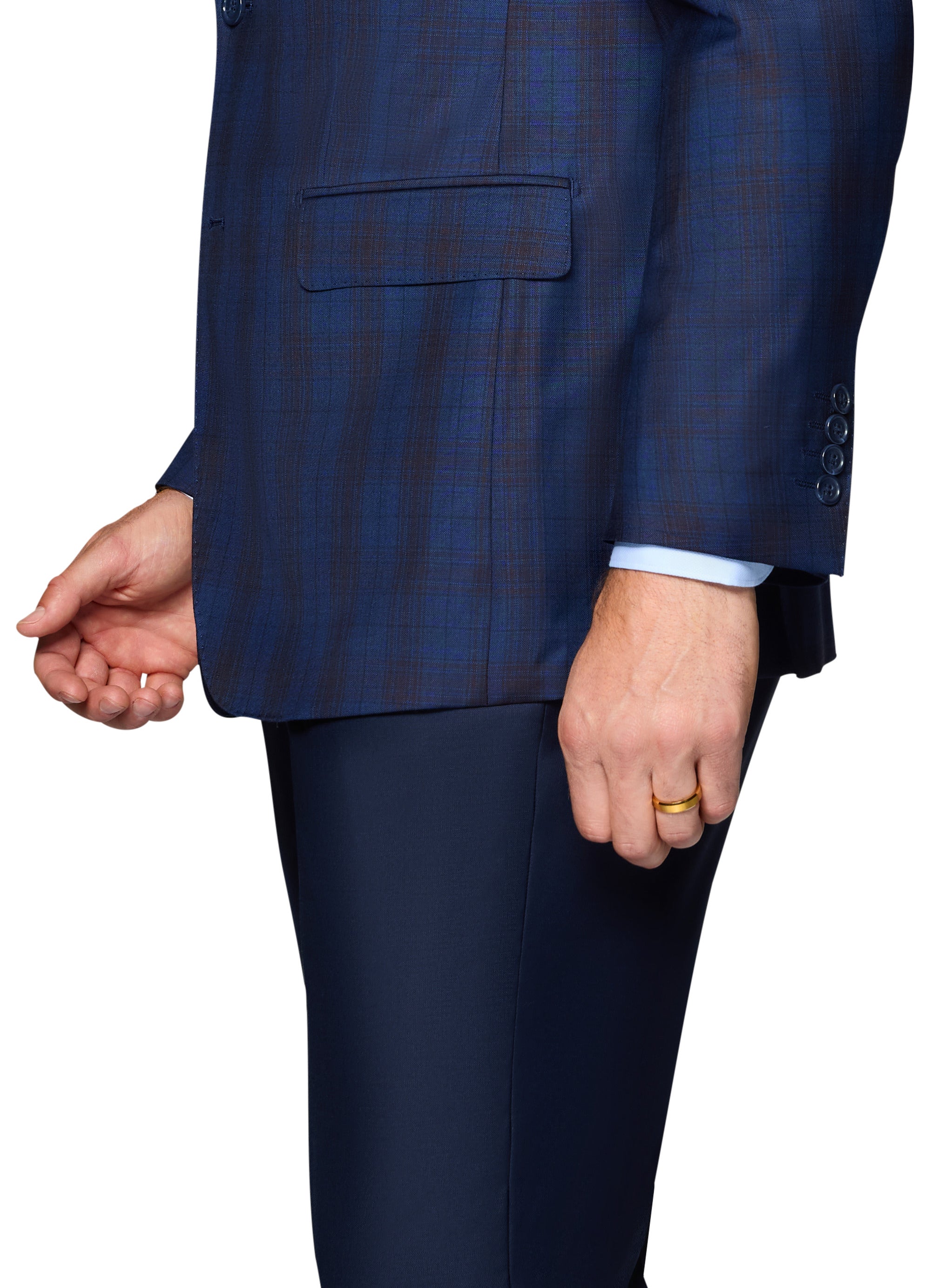 Bergamo Elegant Wool Sport Coat Modern Fit - Blue Plaid