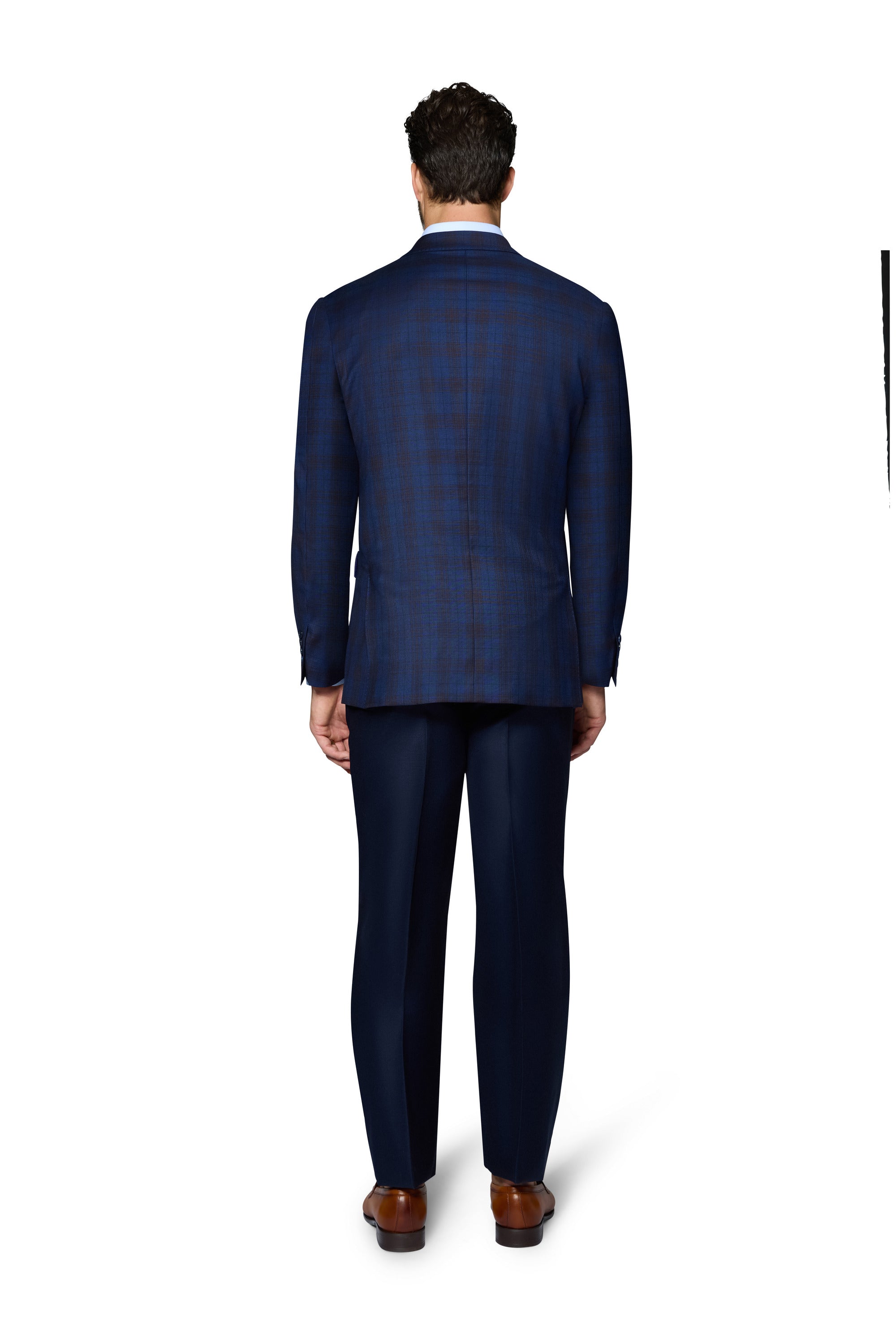 Bergamo Elegant Wool Sport Coat Modern Fit - Blue Plaid