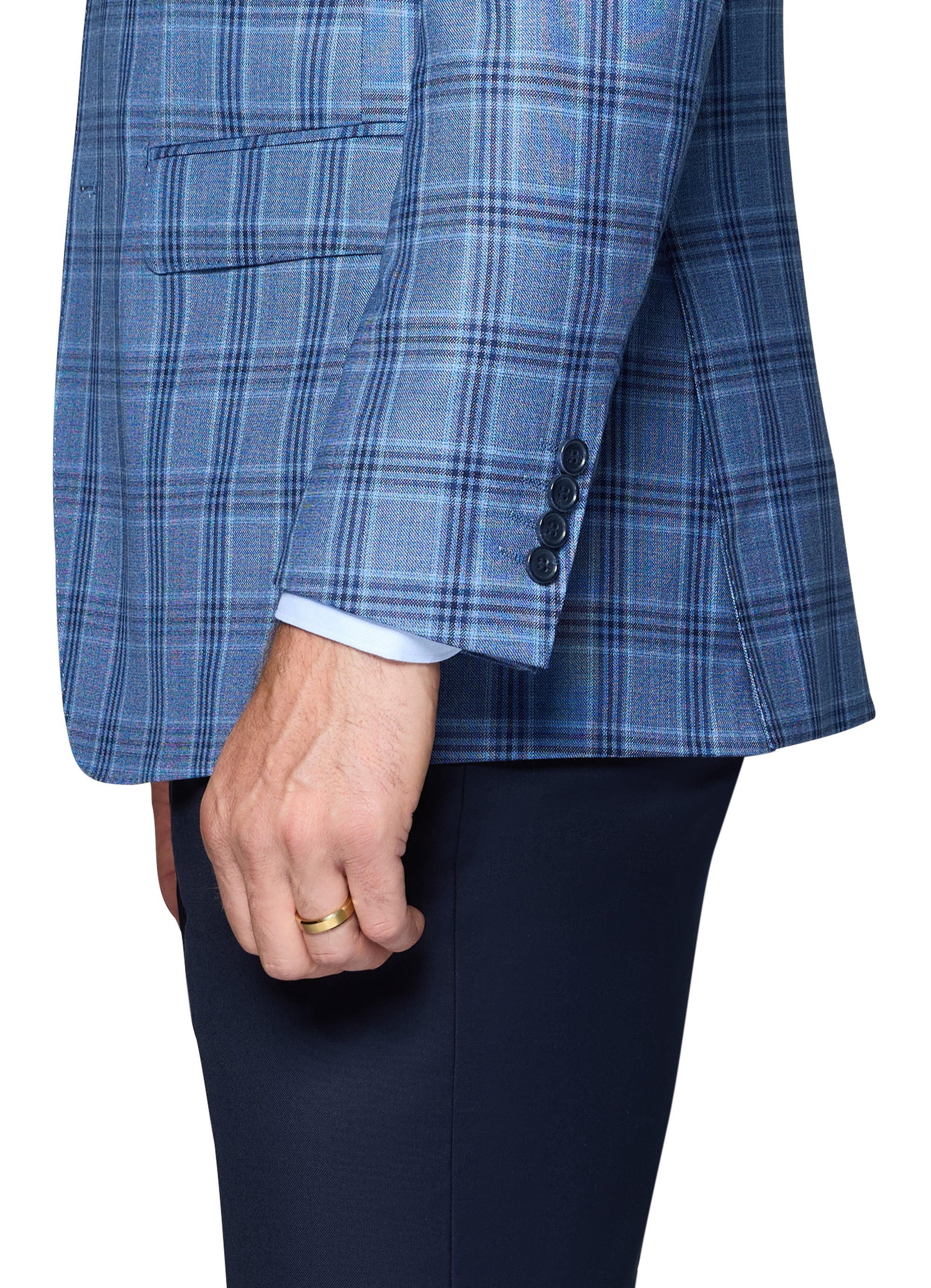 Bergamo Elegant Wool Sport Coat Modern Fit - Light Blue Plaid