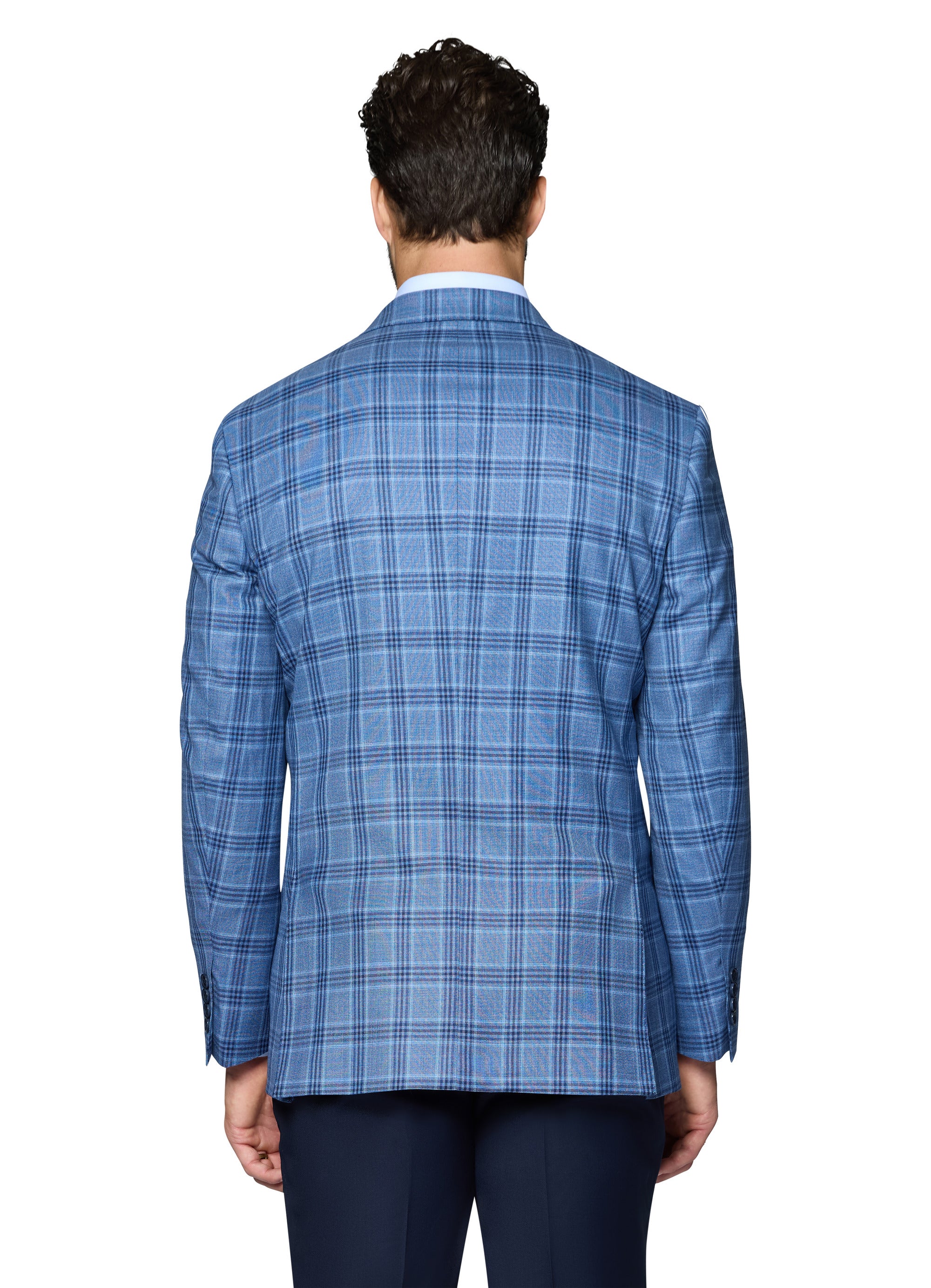 Bergamo Elegant Wool Sport Coat Modern Fit - Light Blue Plaid