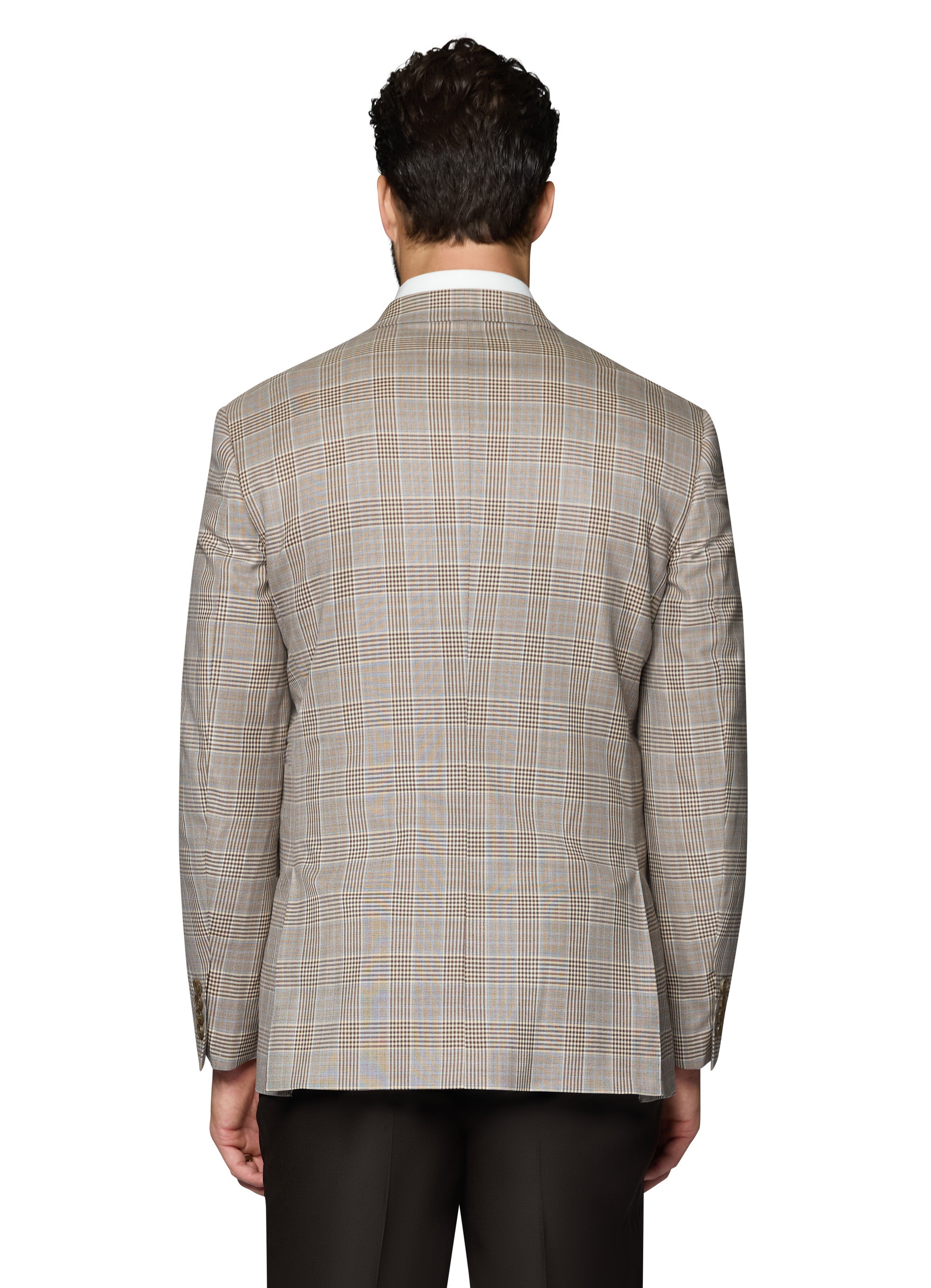 Bergamo Elegant Wool Sport Coat Modern Fit - Tan Plaid