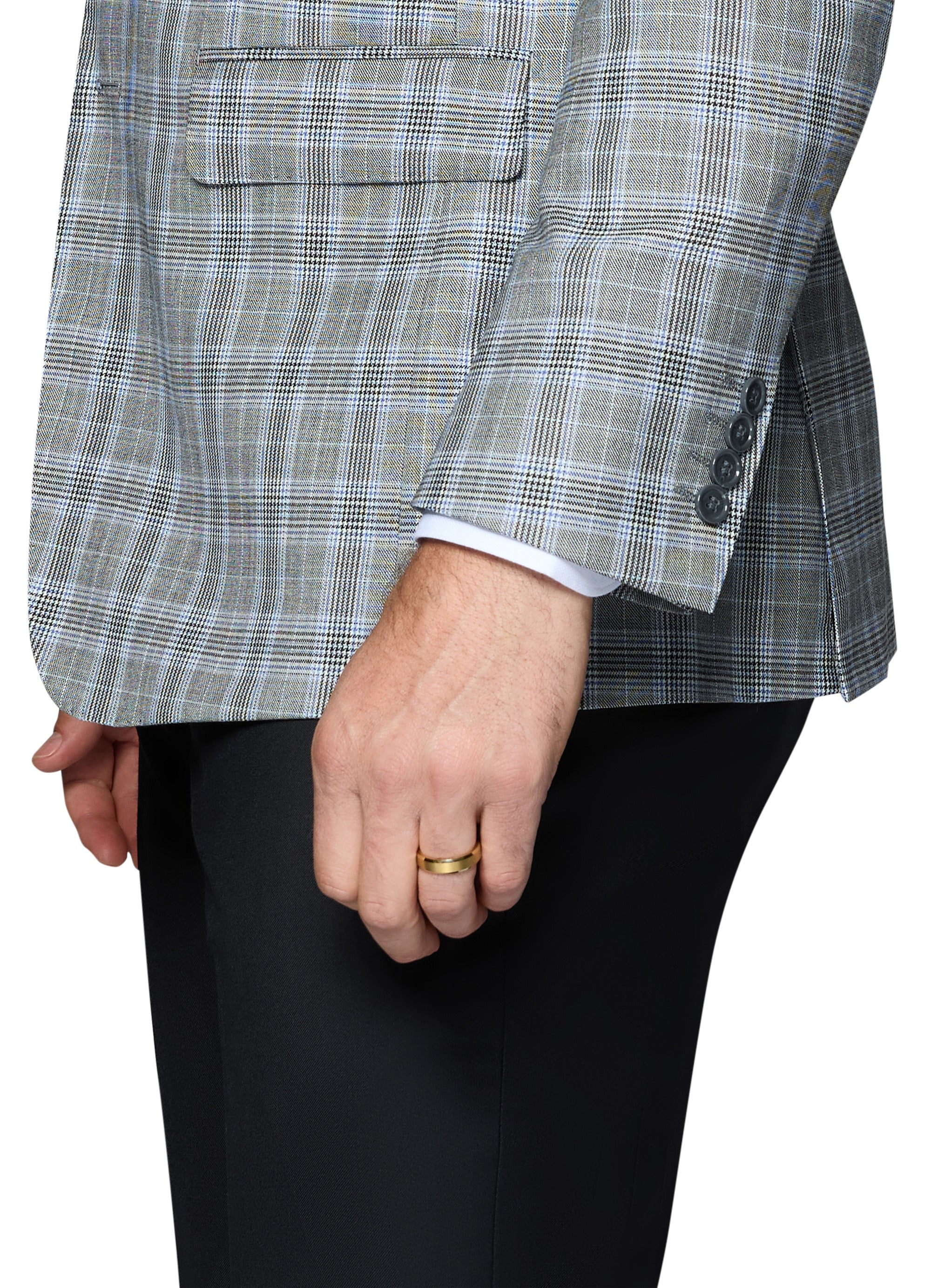 Bergamo Elegant Wool Sport Coat Modern Fit - Grey Plaid