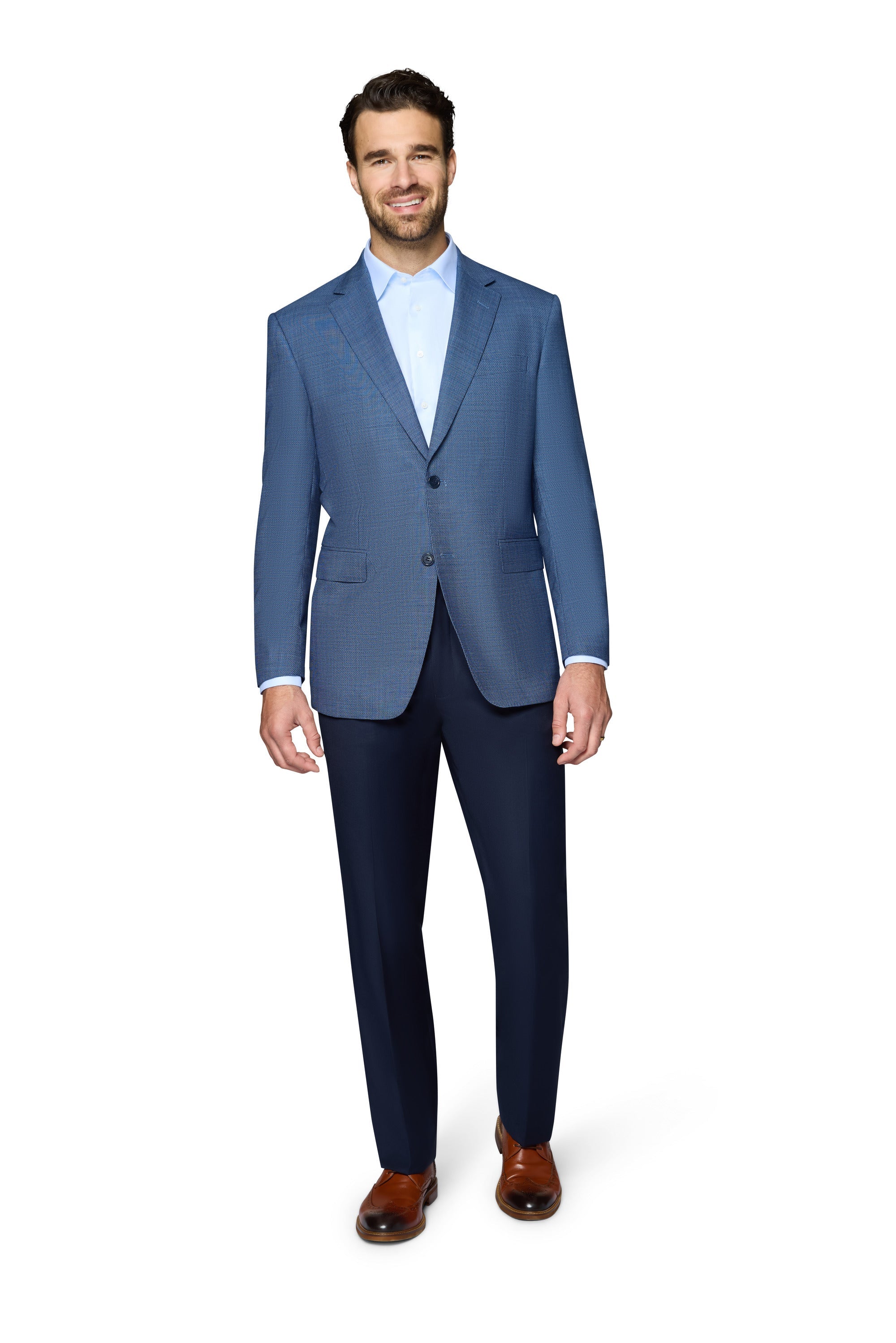 Bergamo Elegant Wool Sport Coat Modern Fit - Blue Check