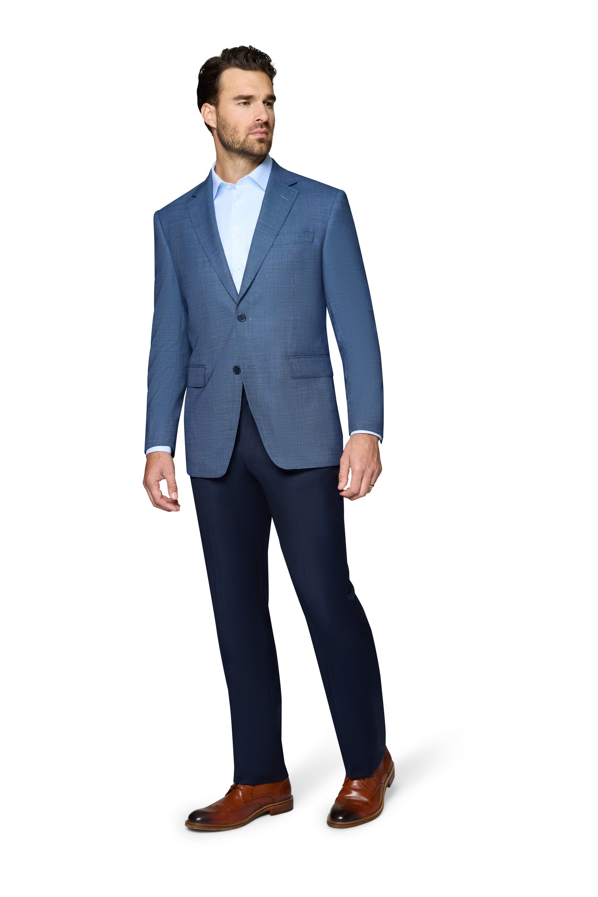 Bergamo Elegant Wool Sport Coat Modern Fit - Blue Check