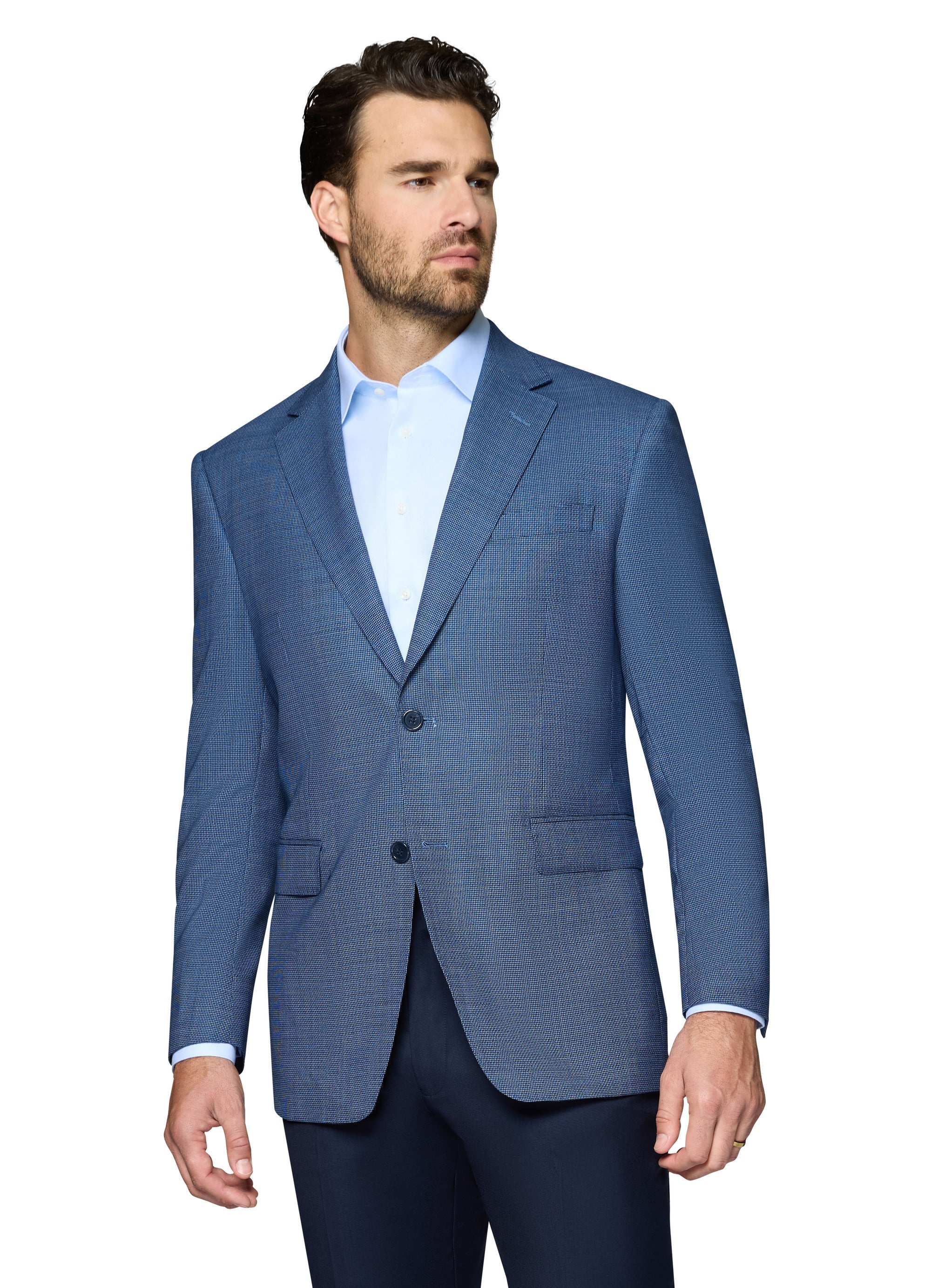 Bergamo Elegant Wool Sport Coat Modern Fit - Blue Check