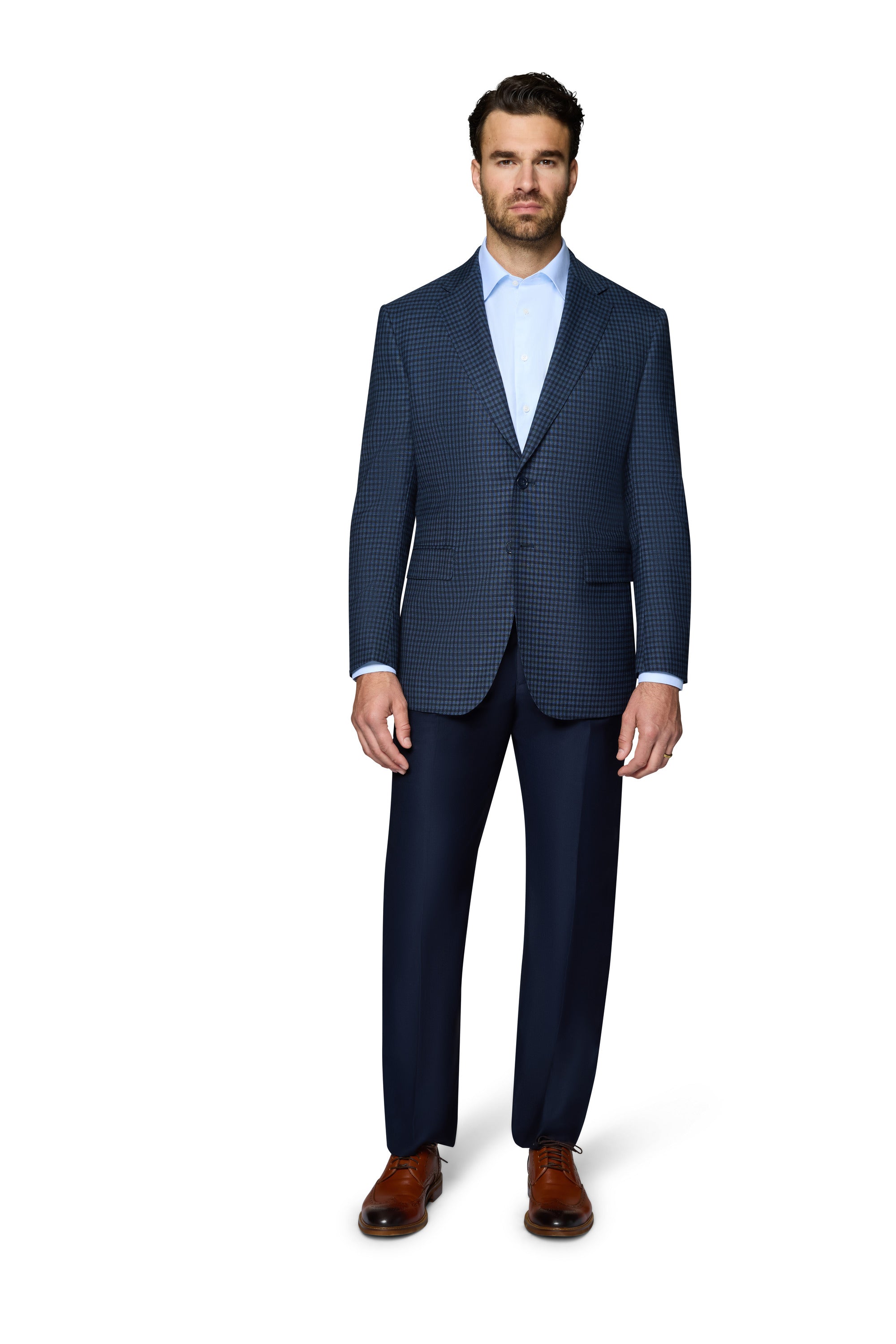 Bergamo Elegant Wool Sport Coat Modern Fit - Blue Check