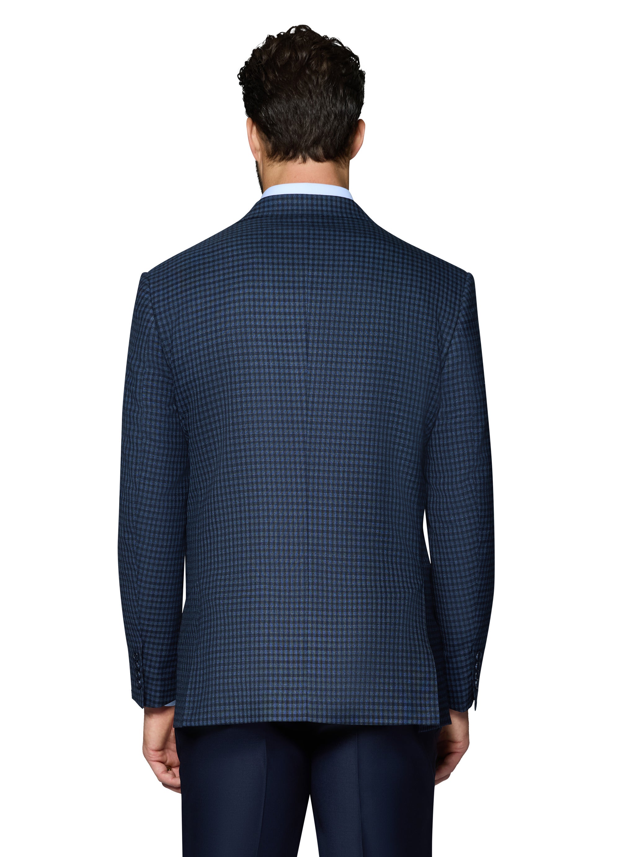 Bergamo Elegant Wool Sport Coat Modern Fit - Blue Check
