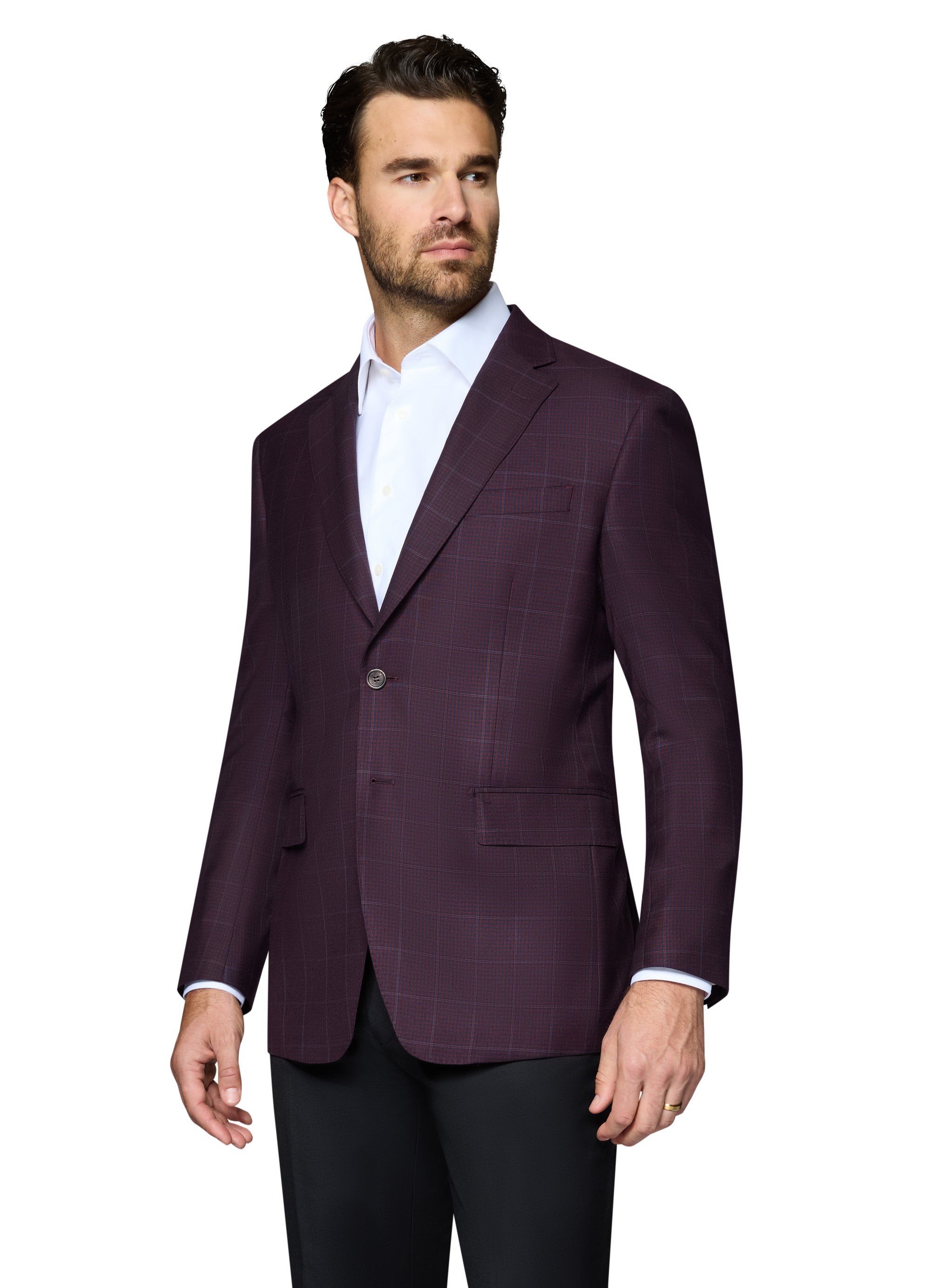 Bergamo Elegant Wool Sport Coat Modern Fit - Egg Plant