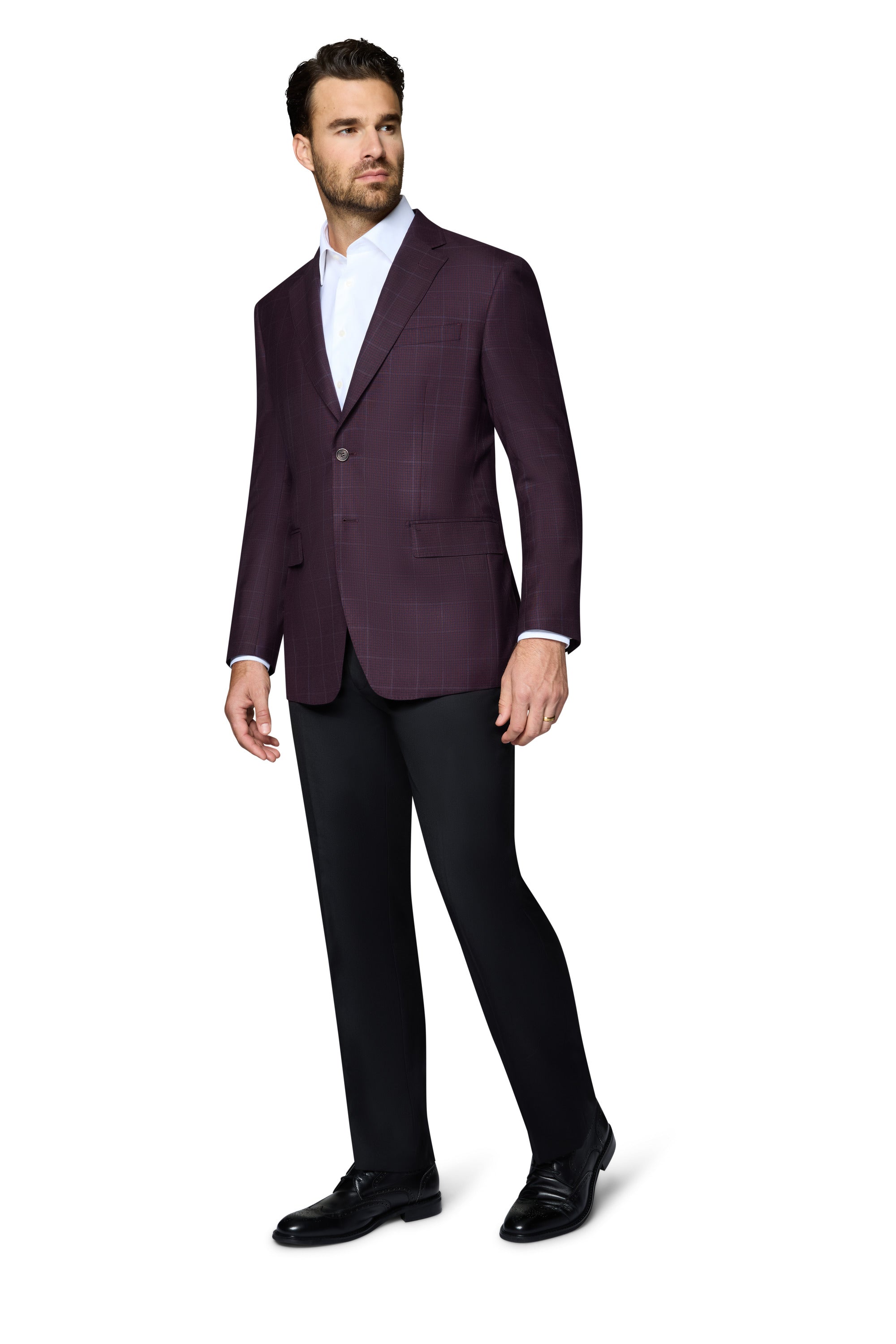 Bergamo Elegant Wool Sport Coat Modern Fit - Egg Plant