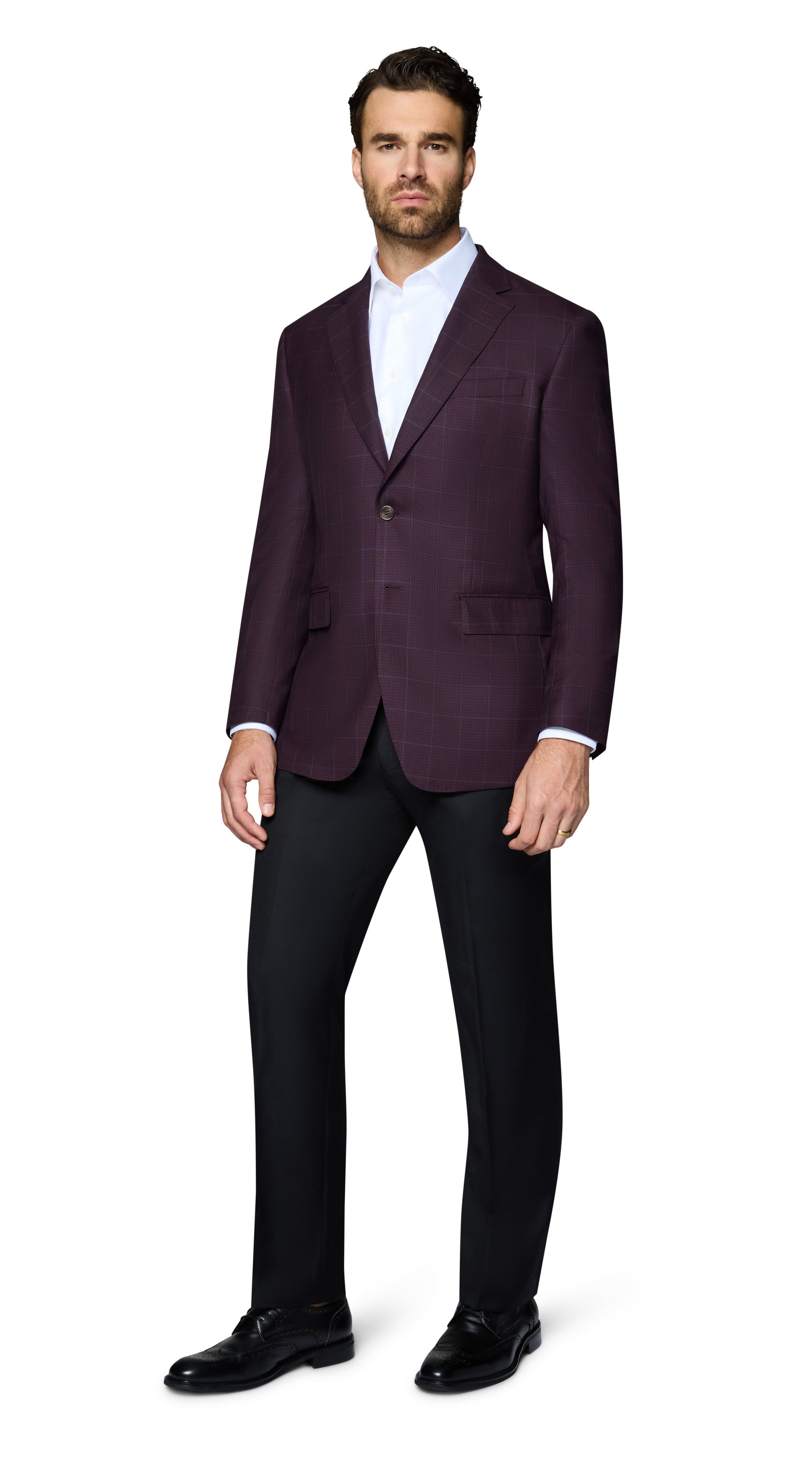 Bergamo Elegant Wool Sport Coat Modern Fit - Egg Plant