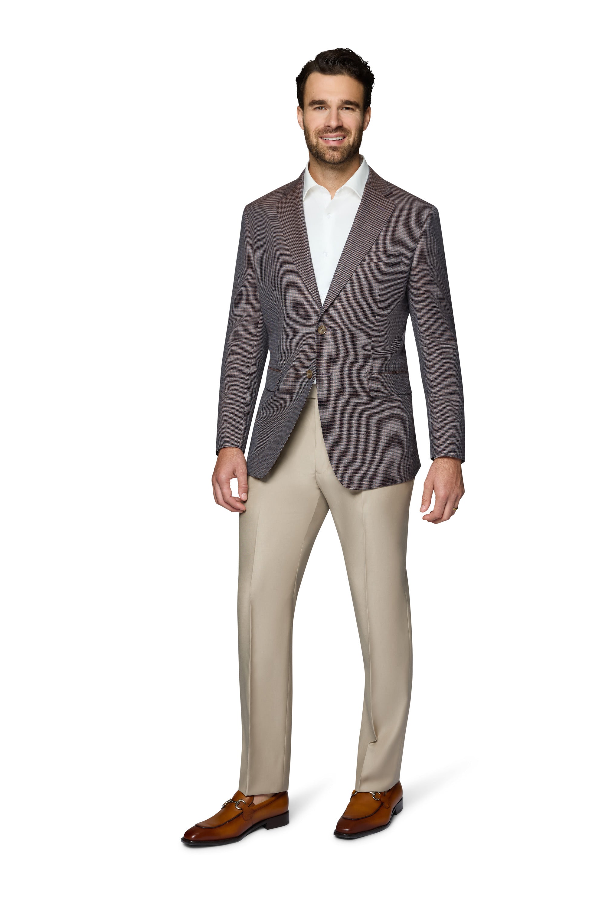 Bergamo Elegant Wool Sport Coat Modern Fit - Brown Check