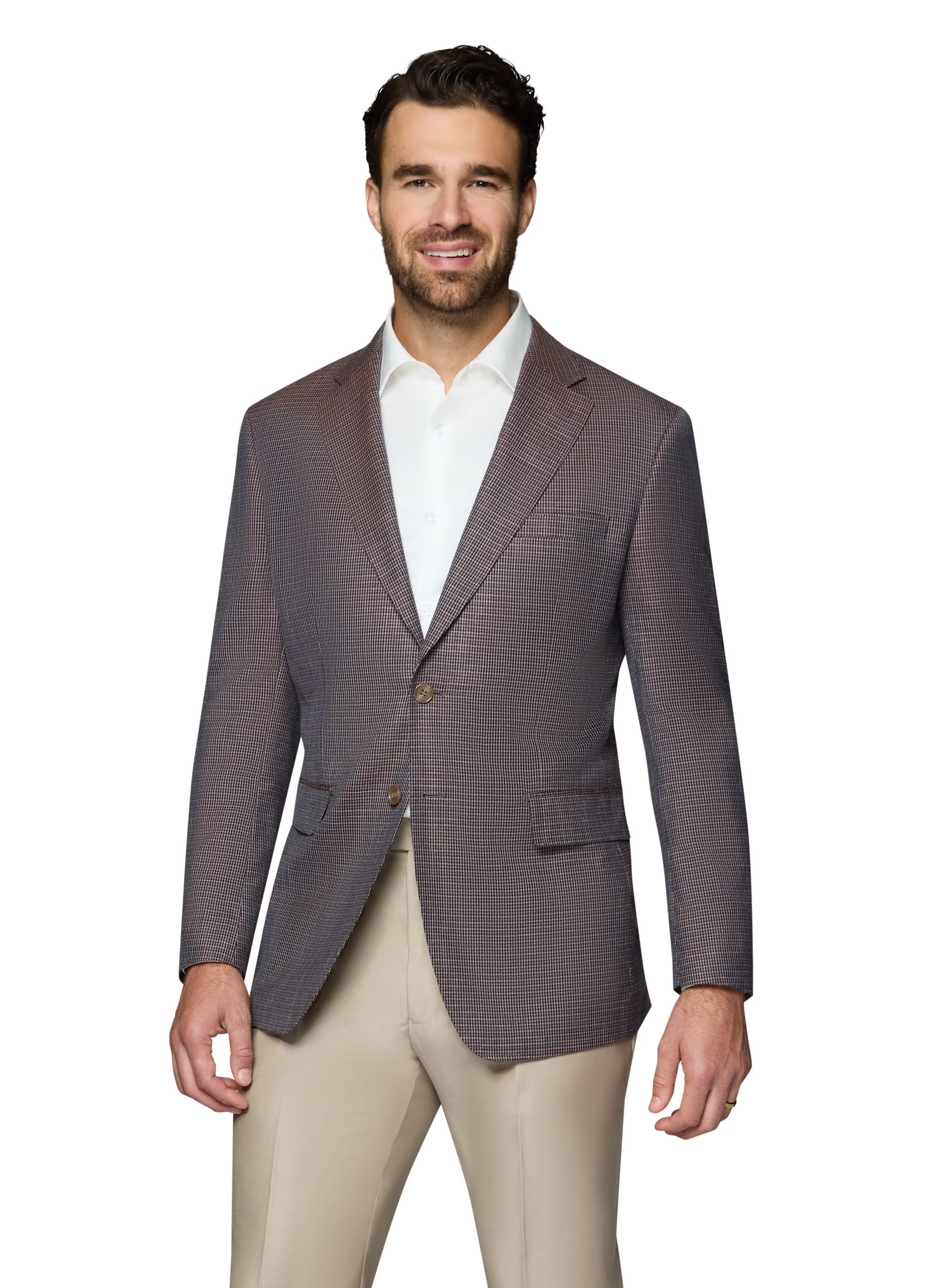 Bergamo Elegant Wool Sport Coat Modern Fit - Brown Check