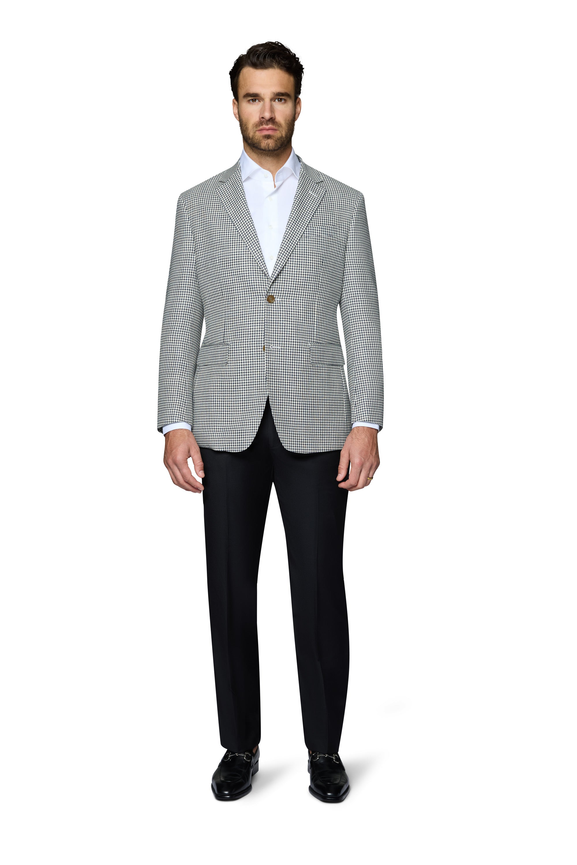 Bergamo Elegant Wool Sport Coat Modern Fit - Houndstooth