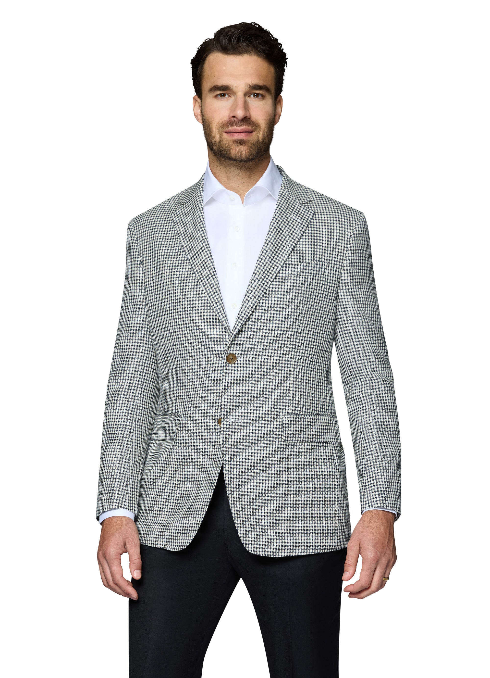 Bergamo Elegant Wool Sport Coat Modern Fit - Houndstooth