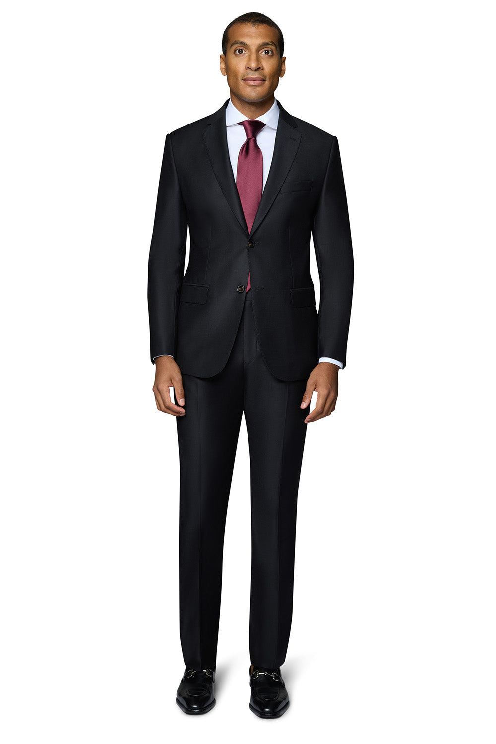 Bergamo Elegant - Reda | Slim 2-Piece Notch Solid Black Suit