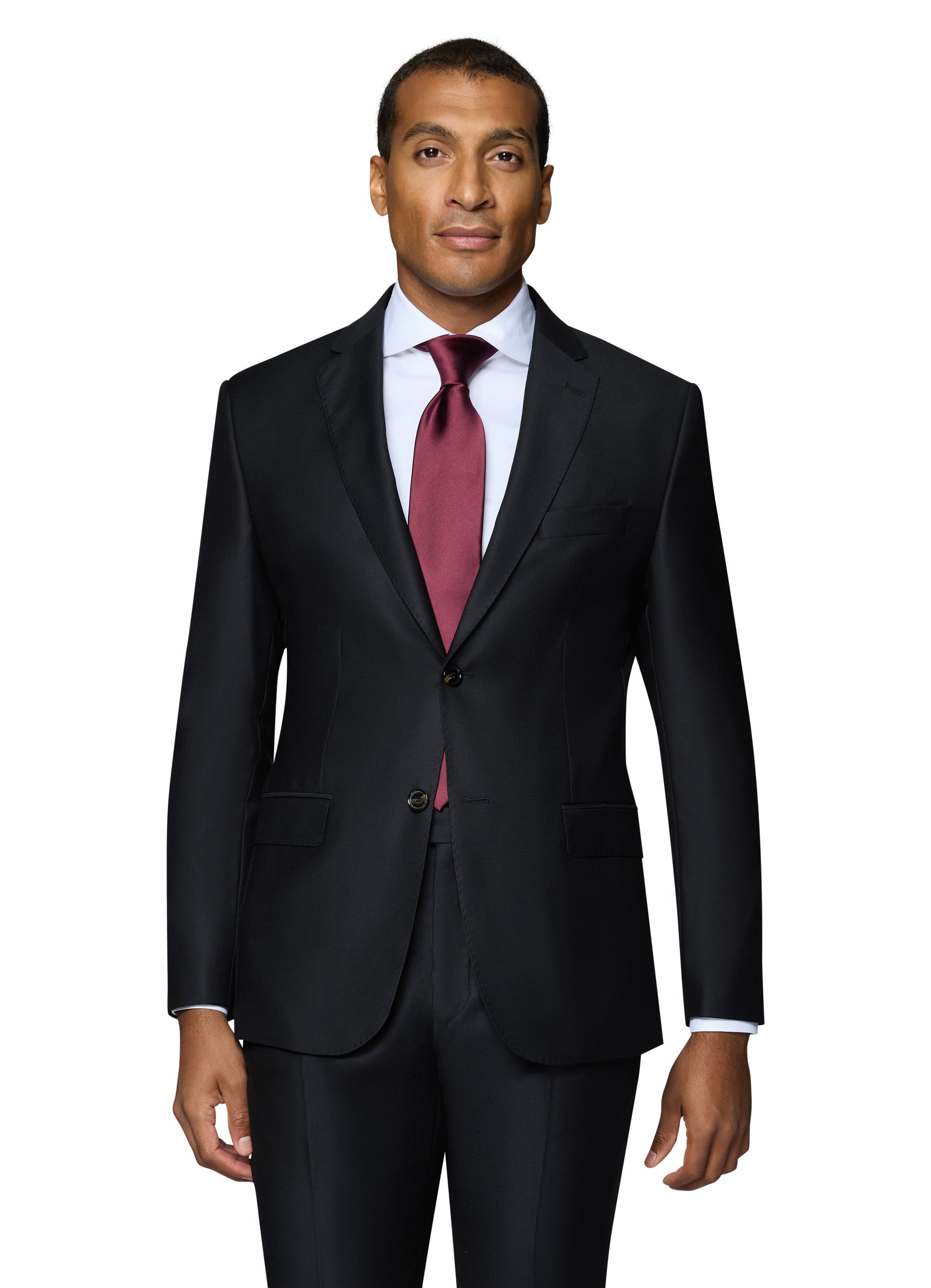 Bergamo Elegant - Reda | Slim 2-Piece Notch Solid Black Suit