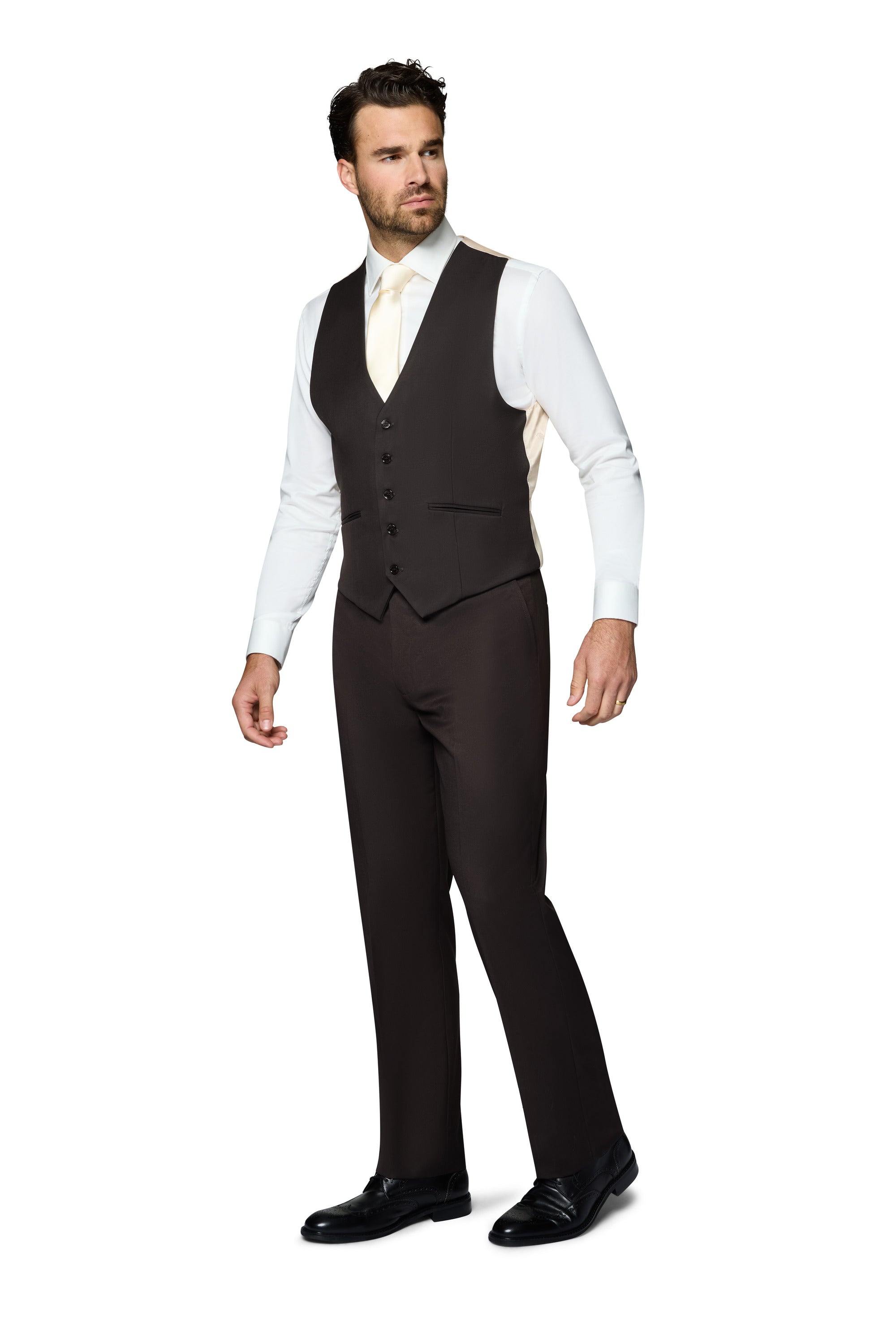 Bergamo Orange Solid Modern Fit Pants - Brown