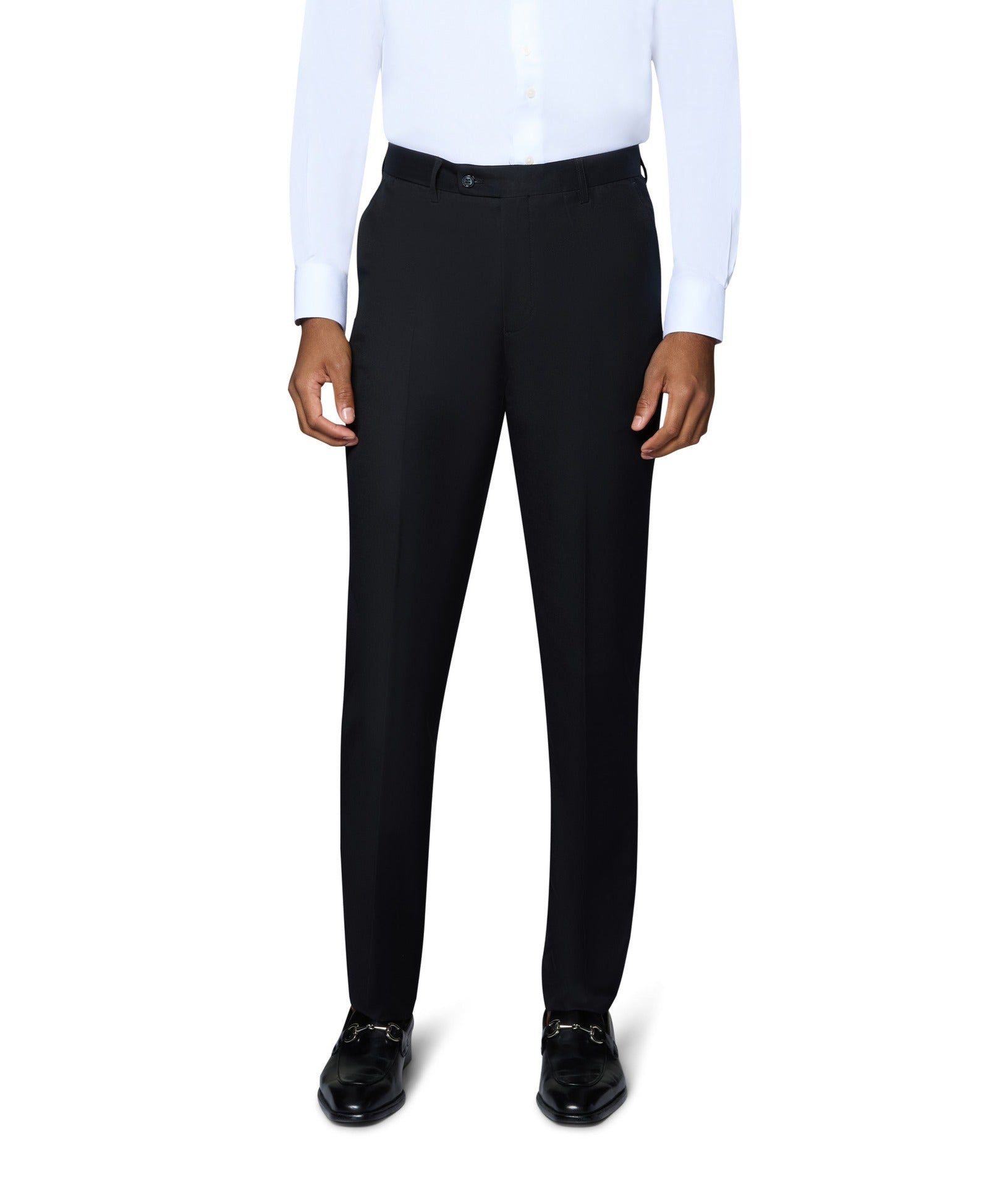 Bergamo Orange Solid Modern Fit Pants - Black