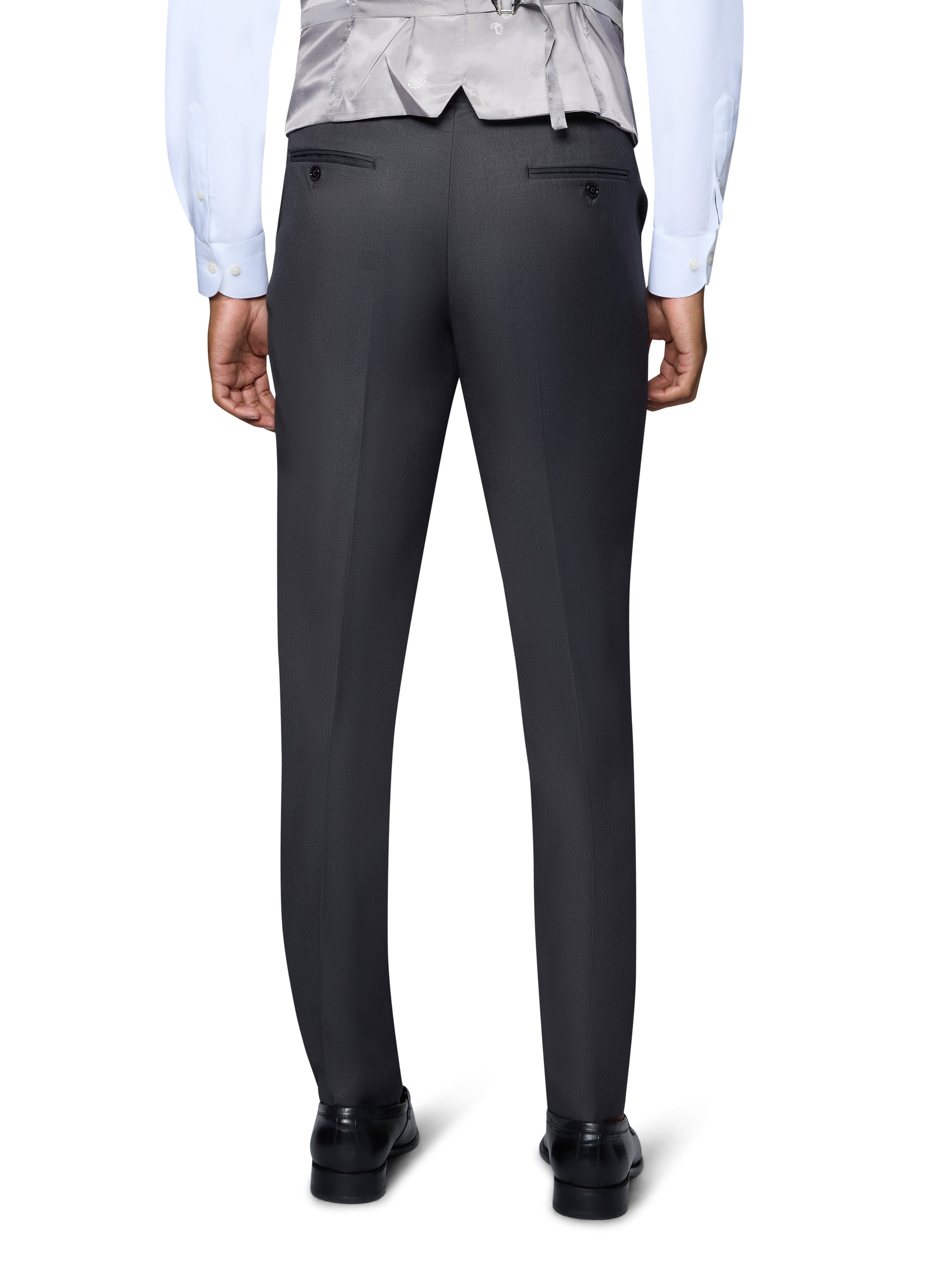 Bergamo Orange Solid Modern Fit Pants - Charcoal