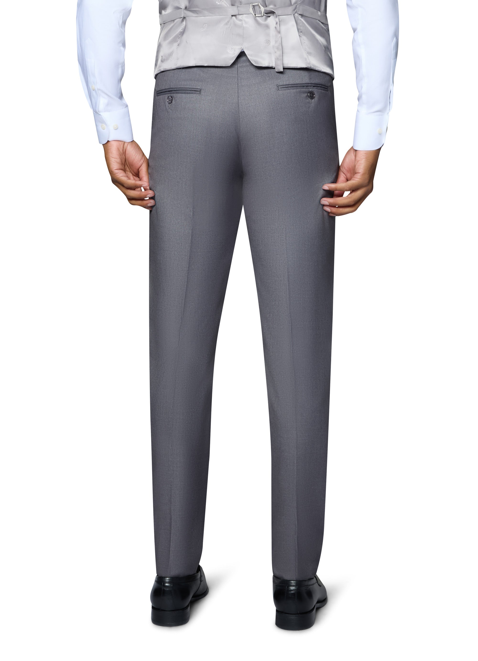 Bergamo Orange Vested Solid Medium Grey Modern Fit