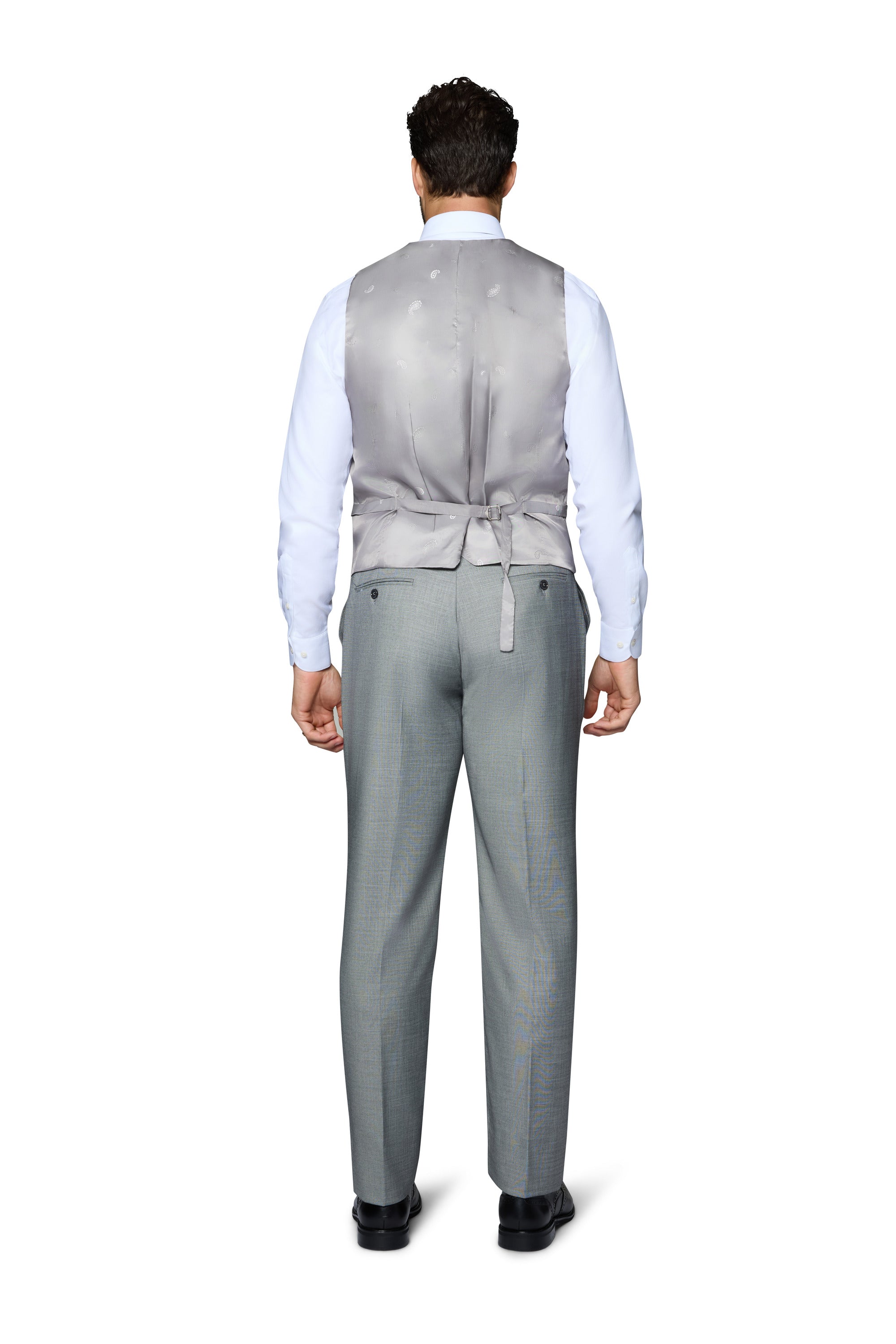 Bergamo Elegant Sharkskin Vested Slim Fit Grey Suit