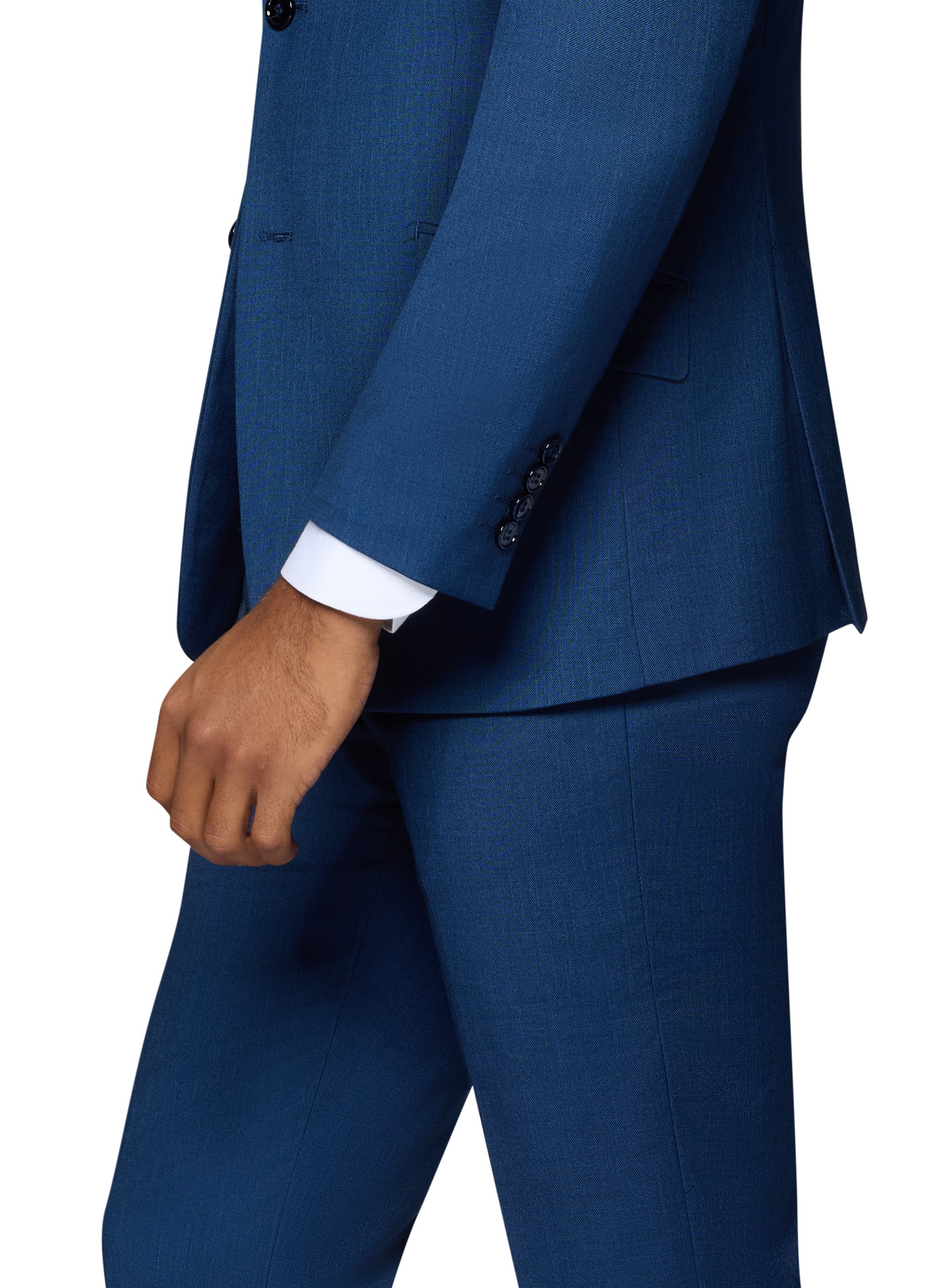 Bergamo Elegant Sharkskin Vested Slim Fit New Blue Suit