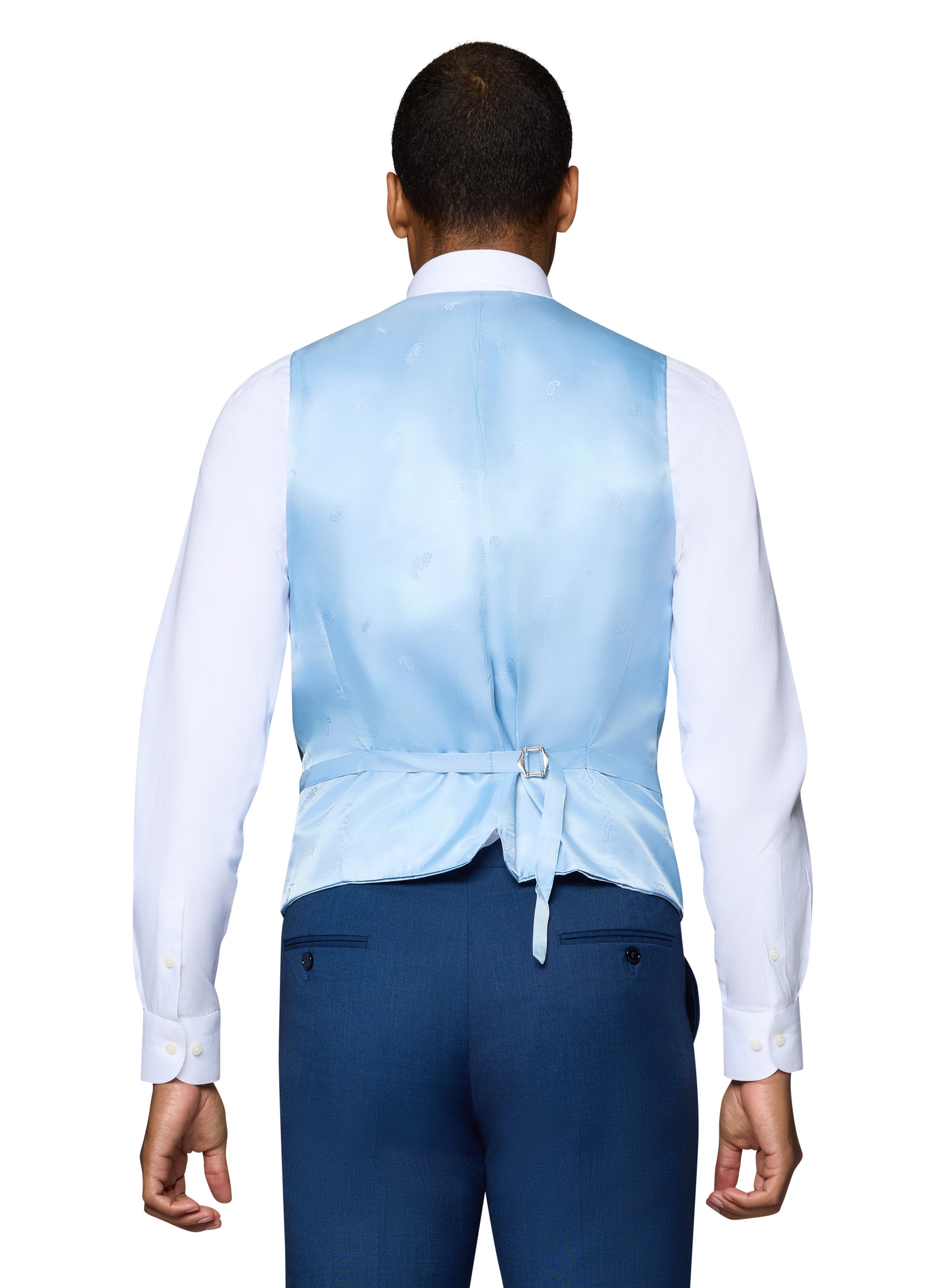 Bergamo Elegant Sharkskin Vested Slim Fit New Blue Suit