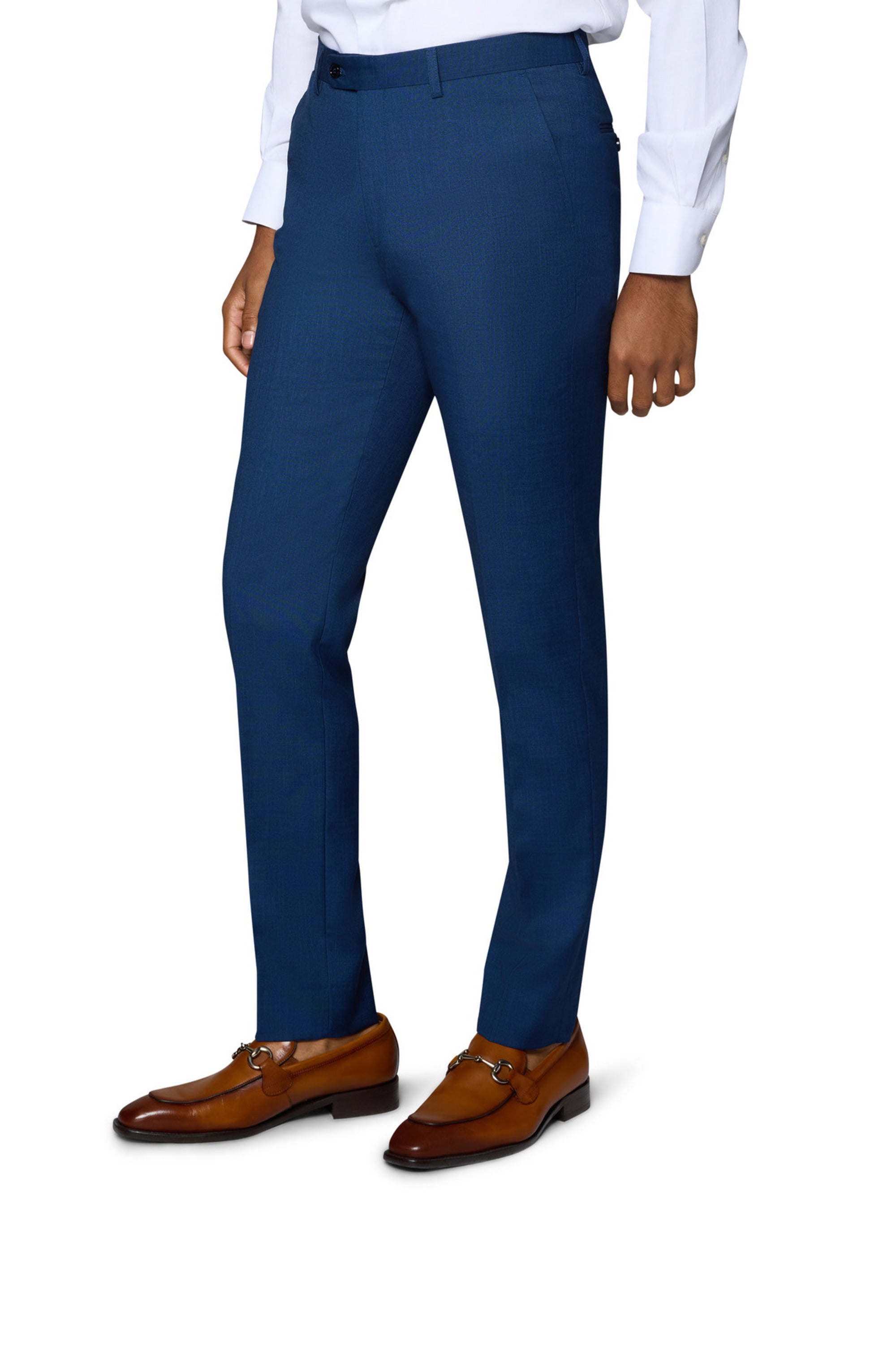 Bergamo Elegant Sharkskin Vested Slim Fit New Blue Suit