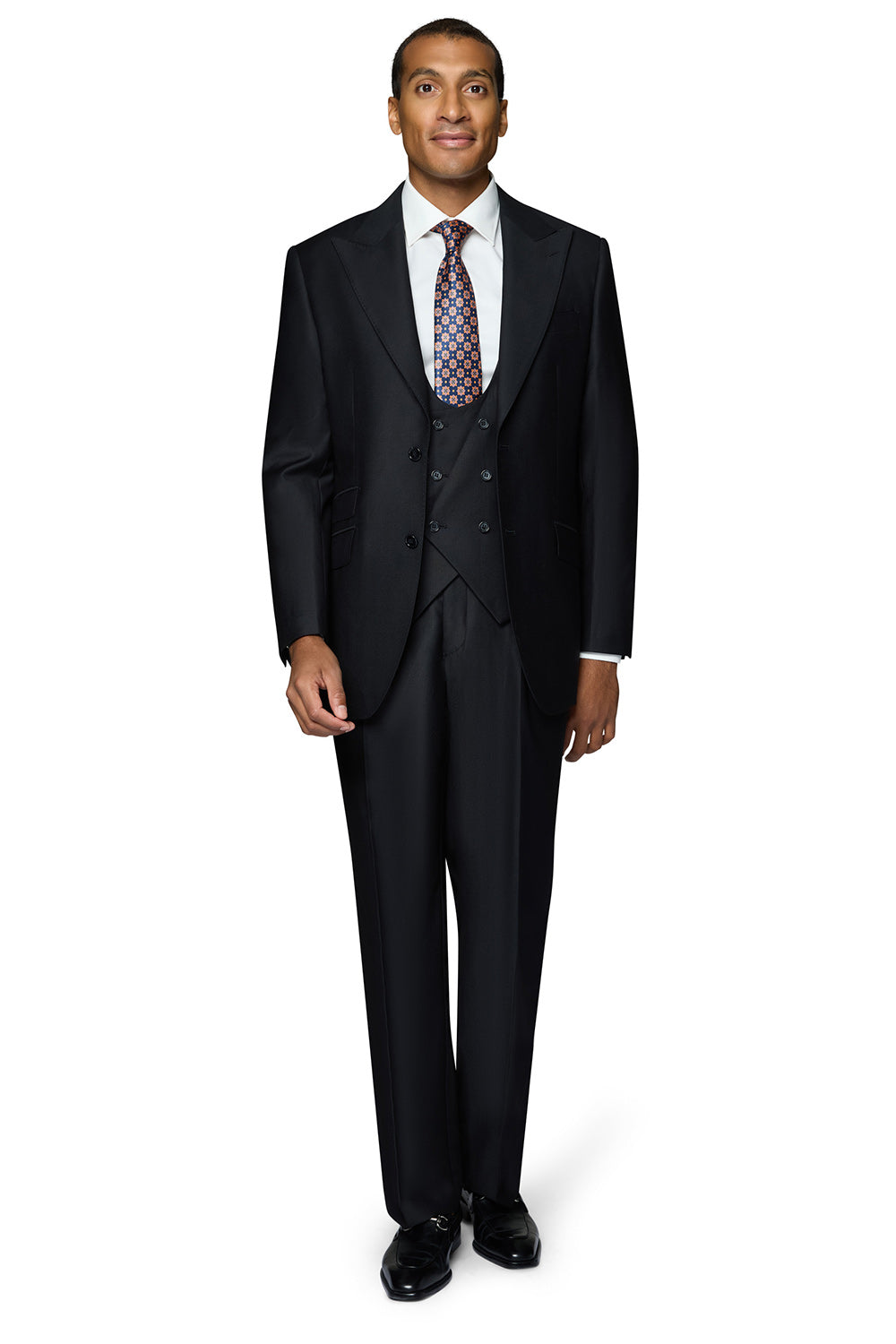 Bergamo Essex Elegant - Faille Wool Solid Suit - Black