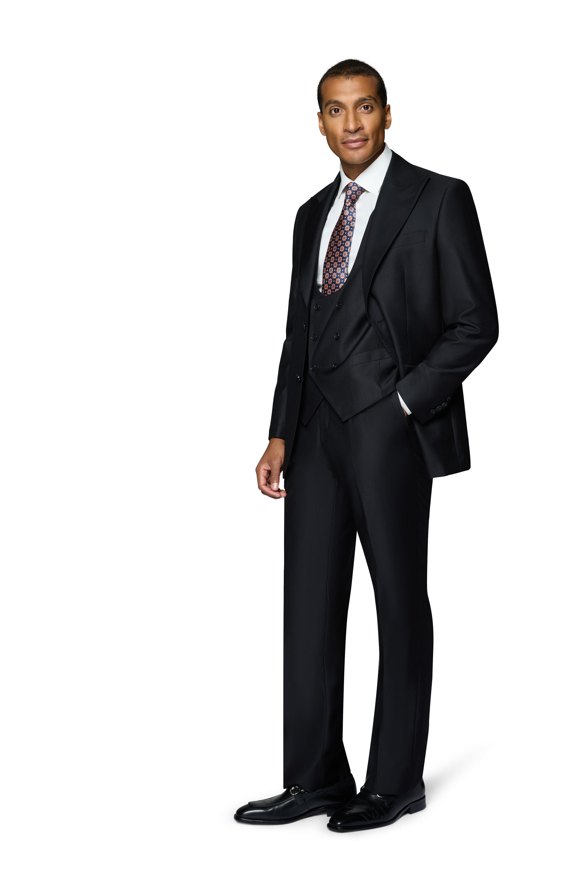 Bergamo Essex Elegant - Faille Wool Solid Suit - Black